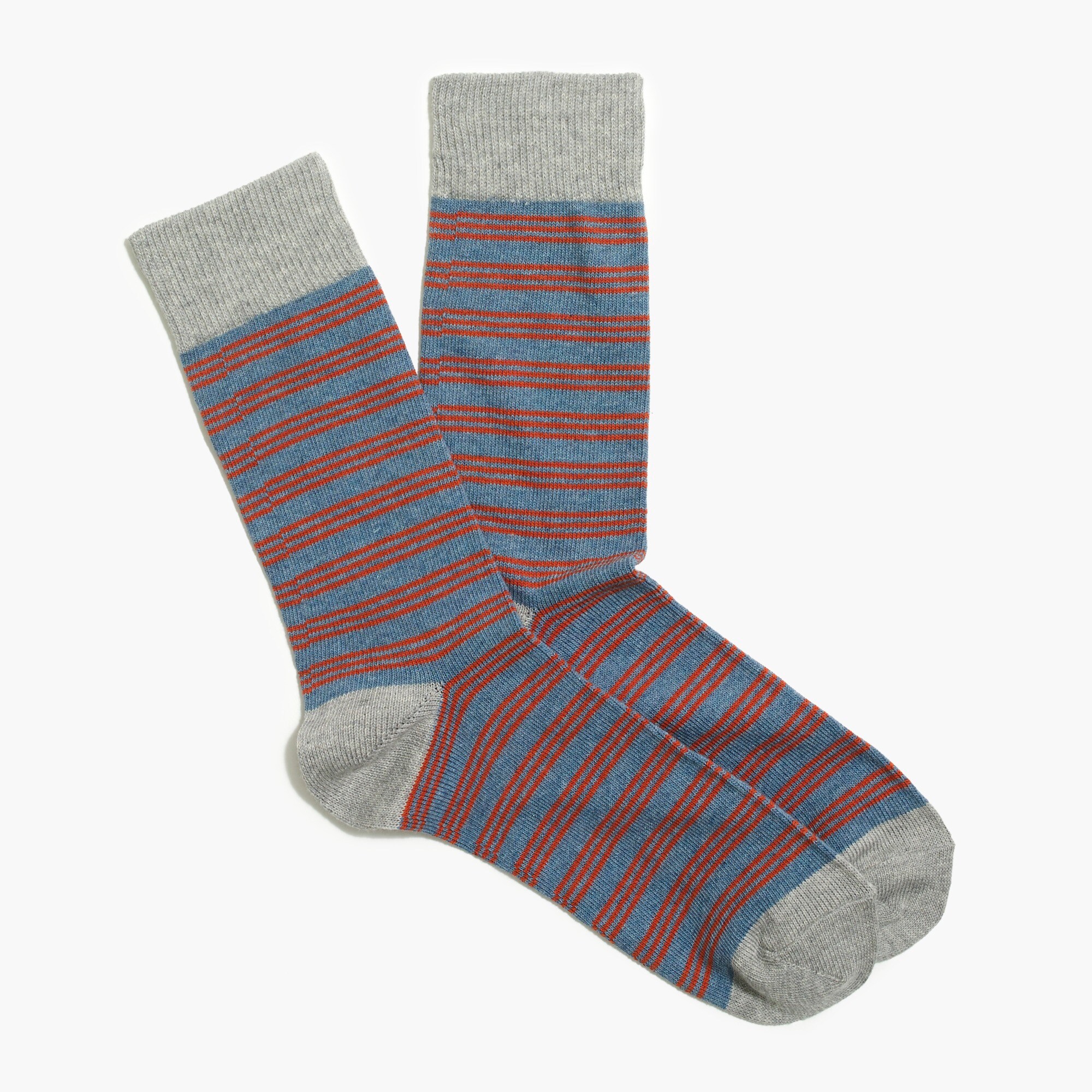 factory: triple narrow-striped socks for men, right side, view zoomed