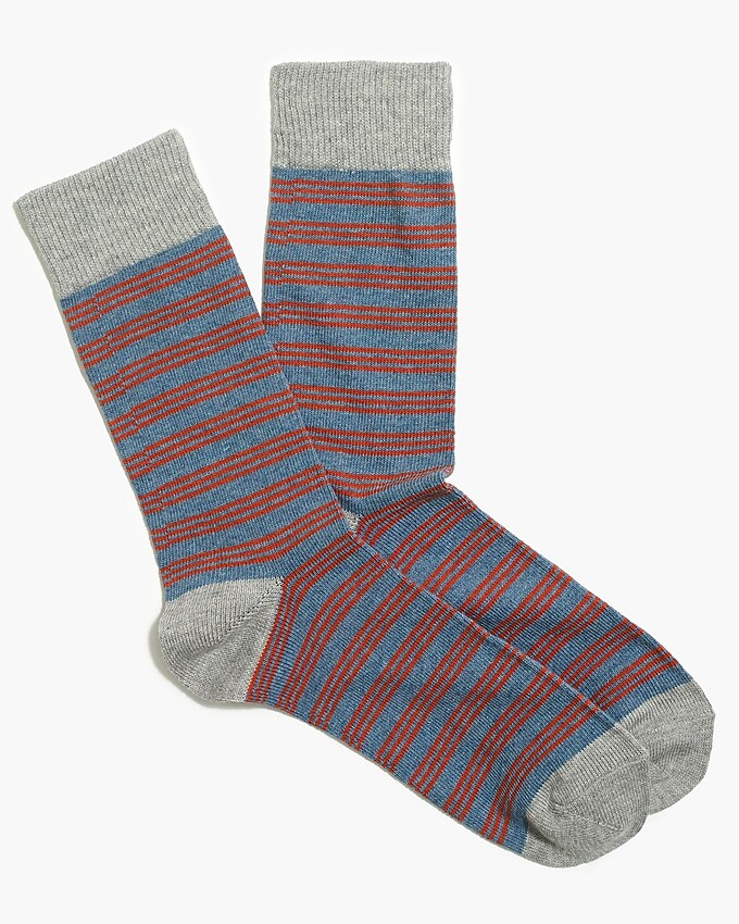 factory: triple narrow-striped socks for men, right side, view zoomed