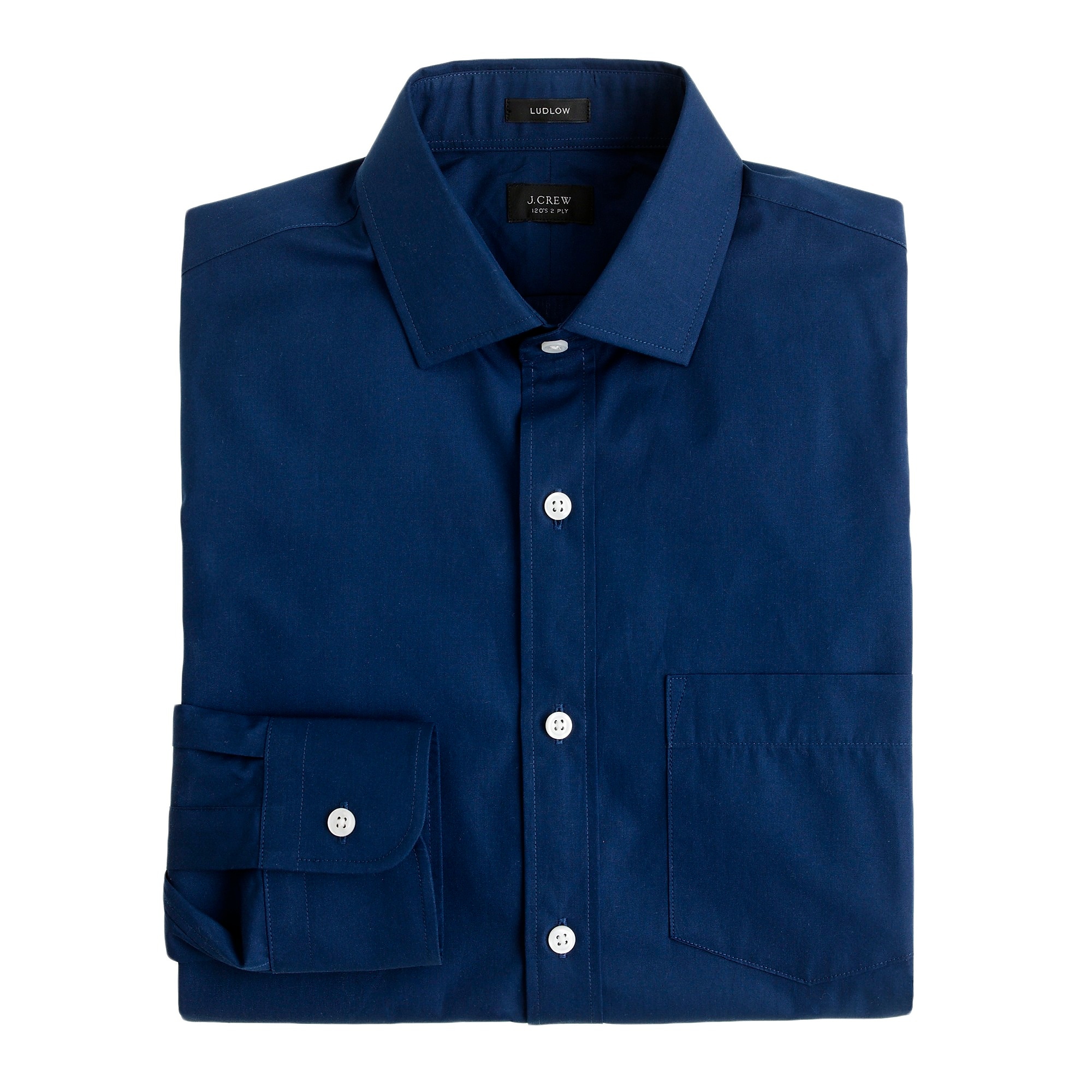 Ludlow spread-collar shirt in midnight poplin : | J.Crew