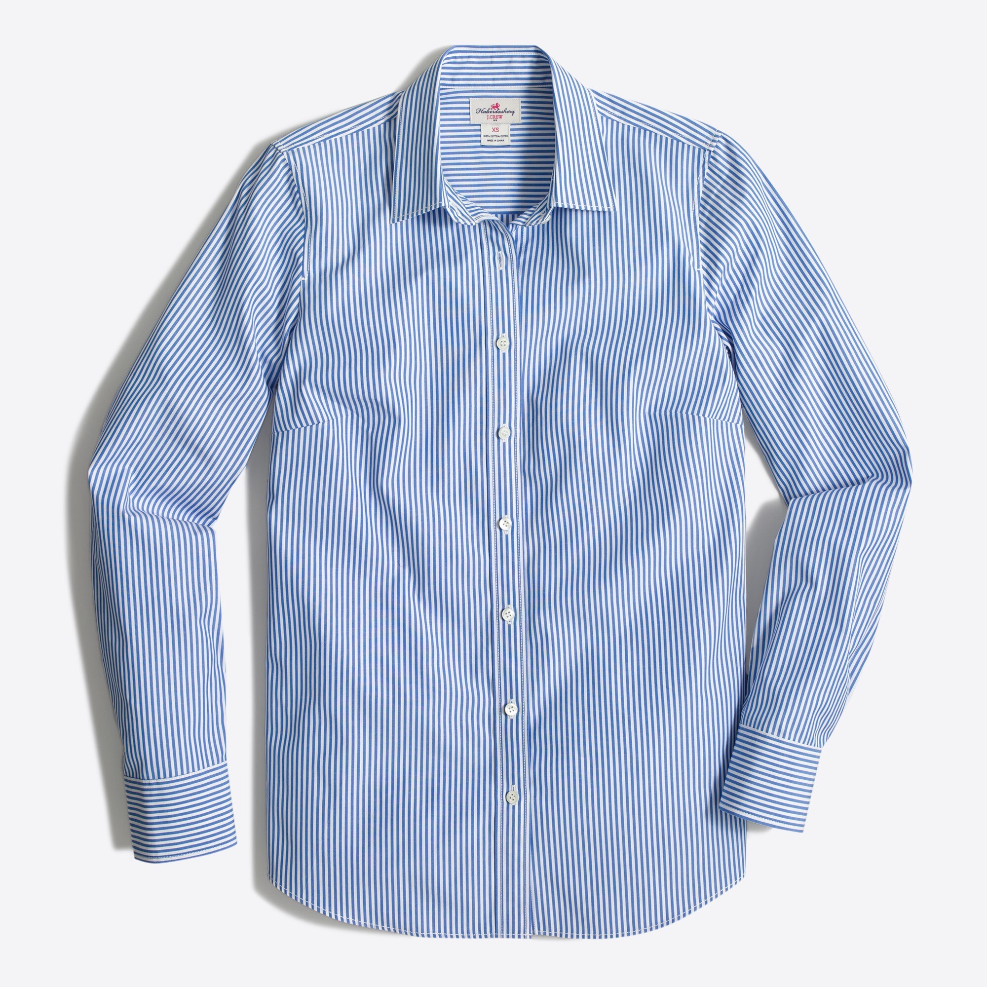 striped classic button-up shirt in cotton poplin for women
