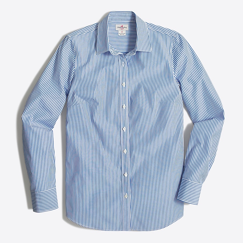 factory: striped classic button-up shirt in cotton poplin for women, right side, view zoomed