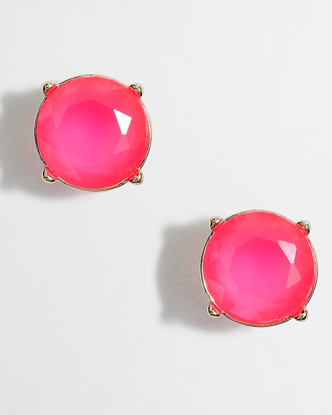 factory: factory neon stone stud earrings for women, right side, view zoomed