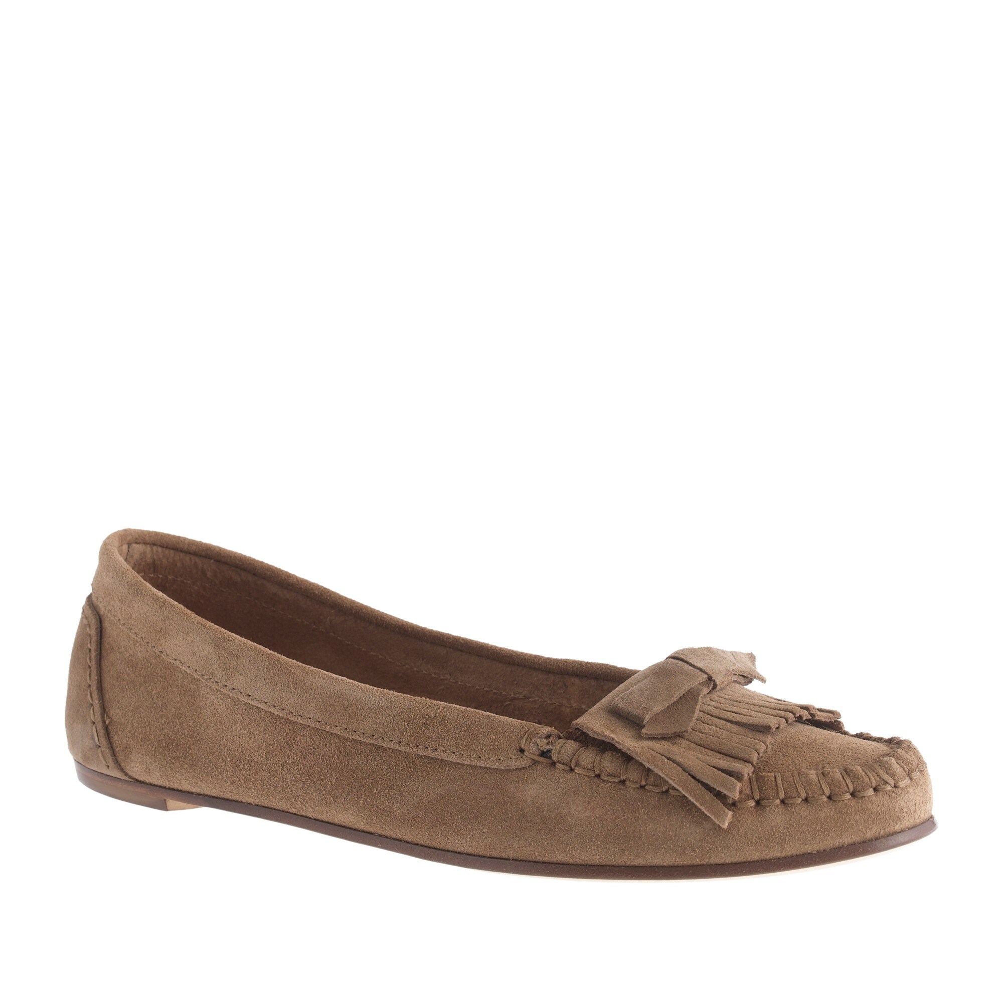 Suede bow moccasins : Women loafers & oxfords | J.Crew
