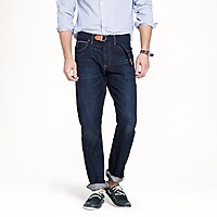 Slim-straight selvedge jean in dark worn wash : Men 1040 Athletic | J.Crew