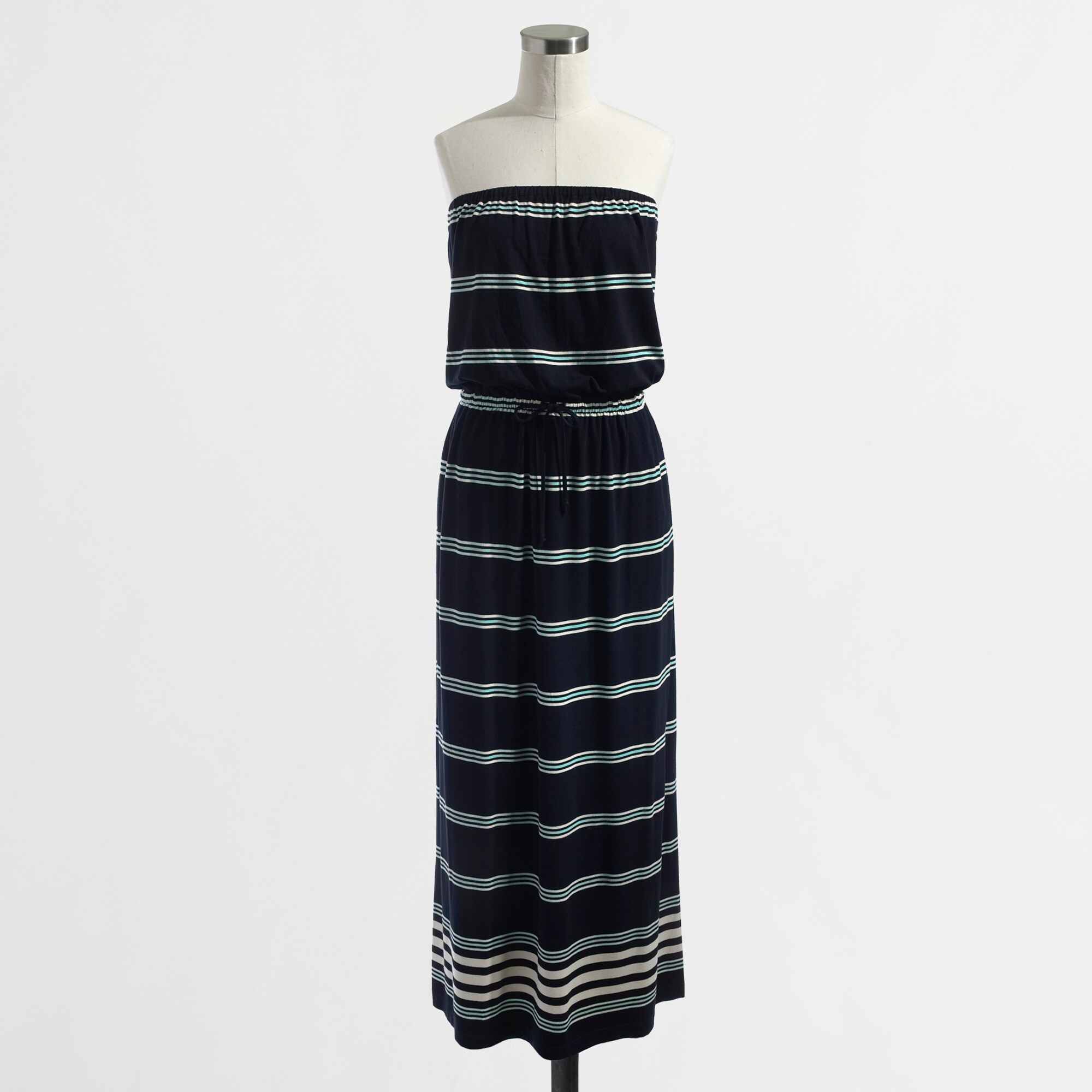 Factory stripe strapless jersey maxidress