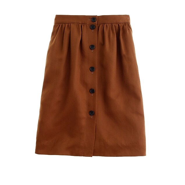 Button-front linen twill skirt : Women a-line | J.Crew