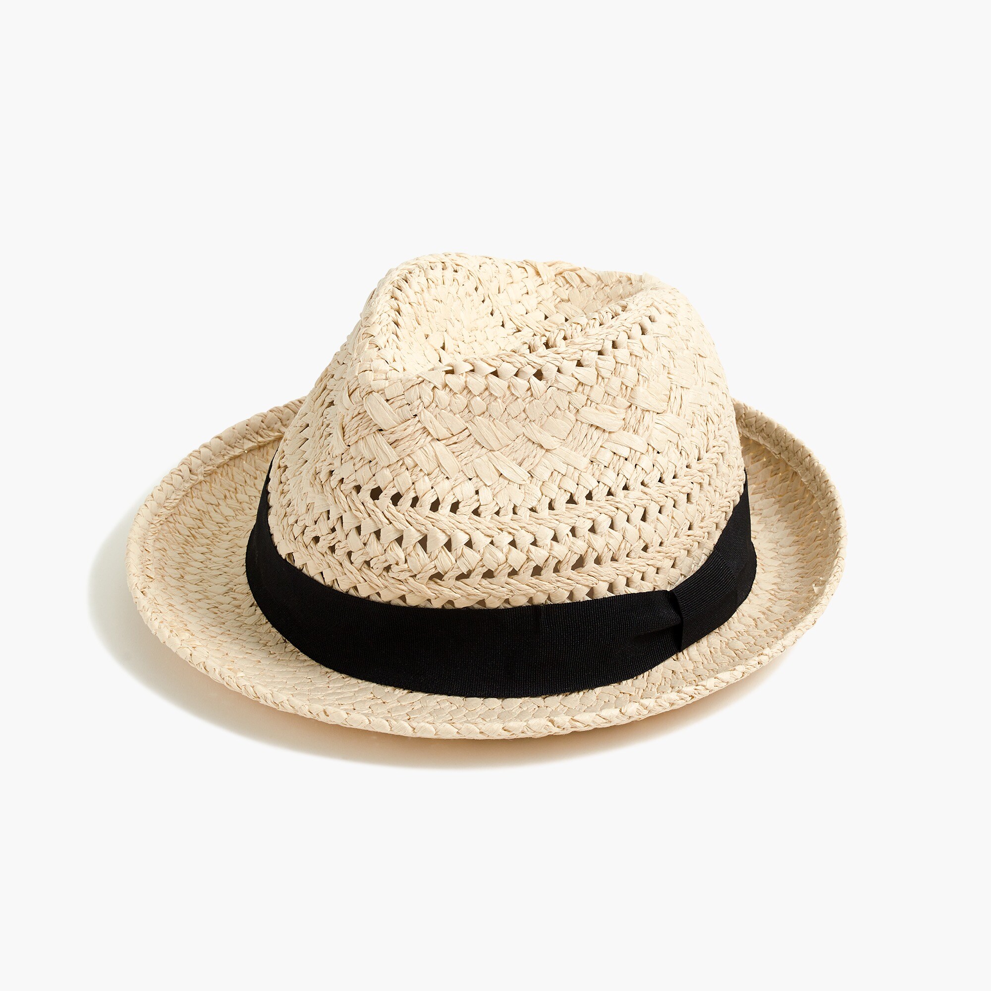 Straw fedora with ribbon