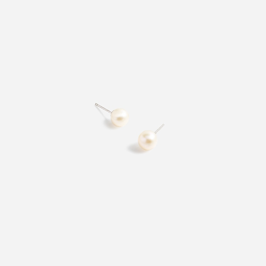 j.crew: pearl stud earrings for women, right side, view zoomed