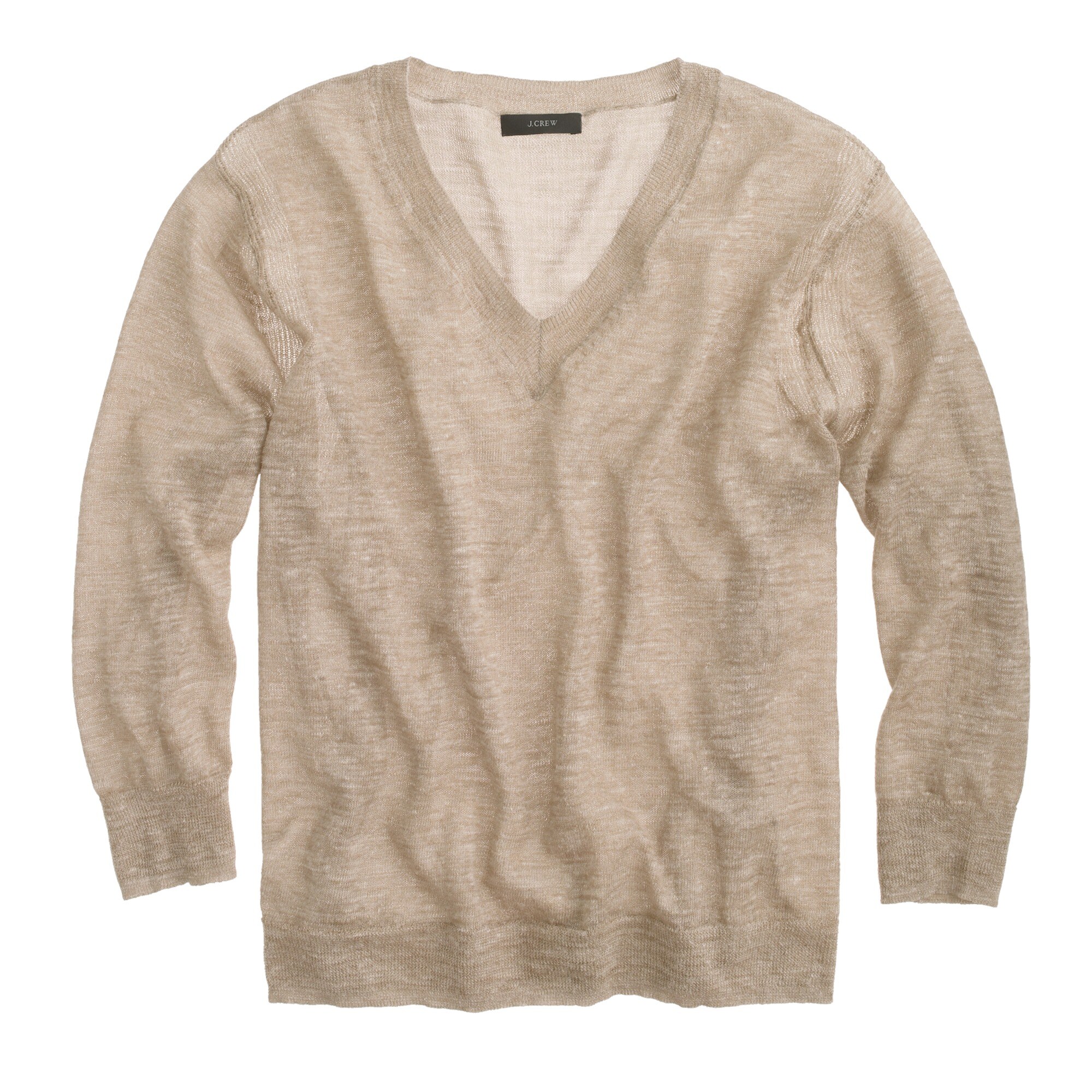 Marled linen V-neck sweater