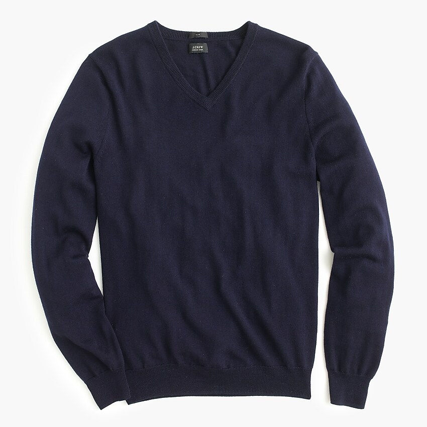 j.crew: slim merino wool v-neck sweater for men, right side, view zoomed