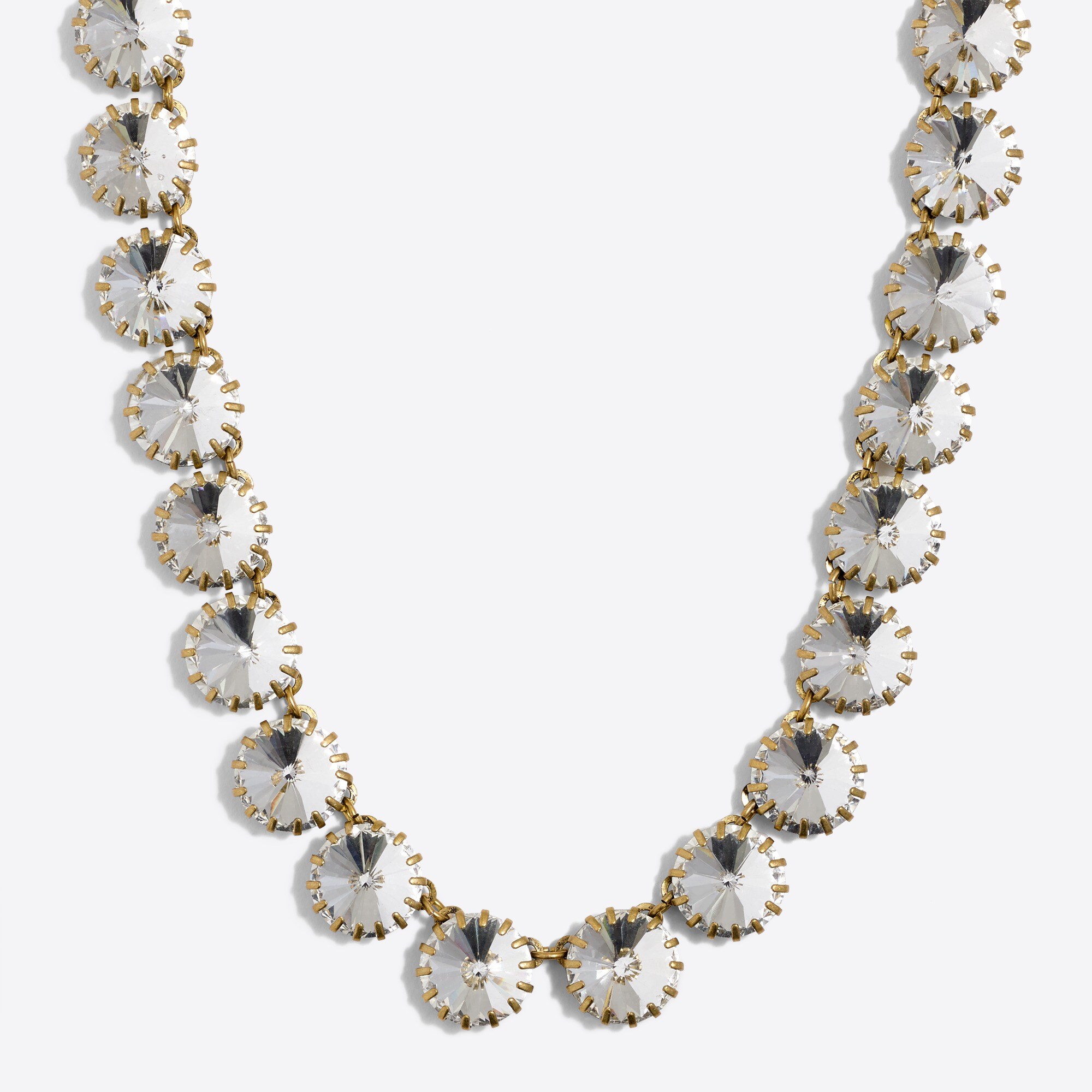 Brass-plated crystal necklace