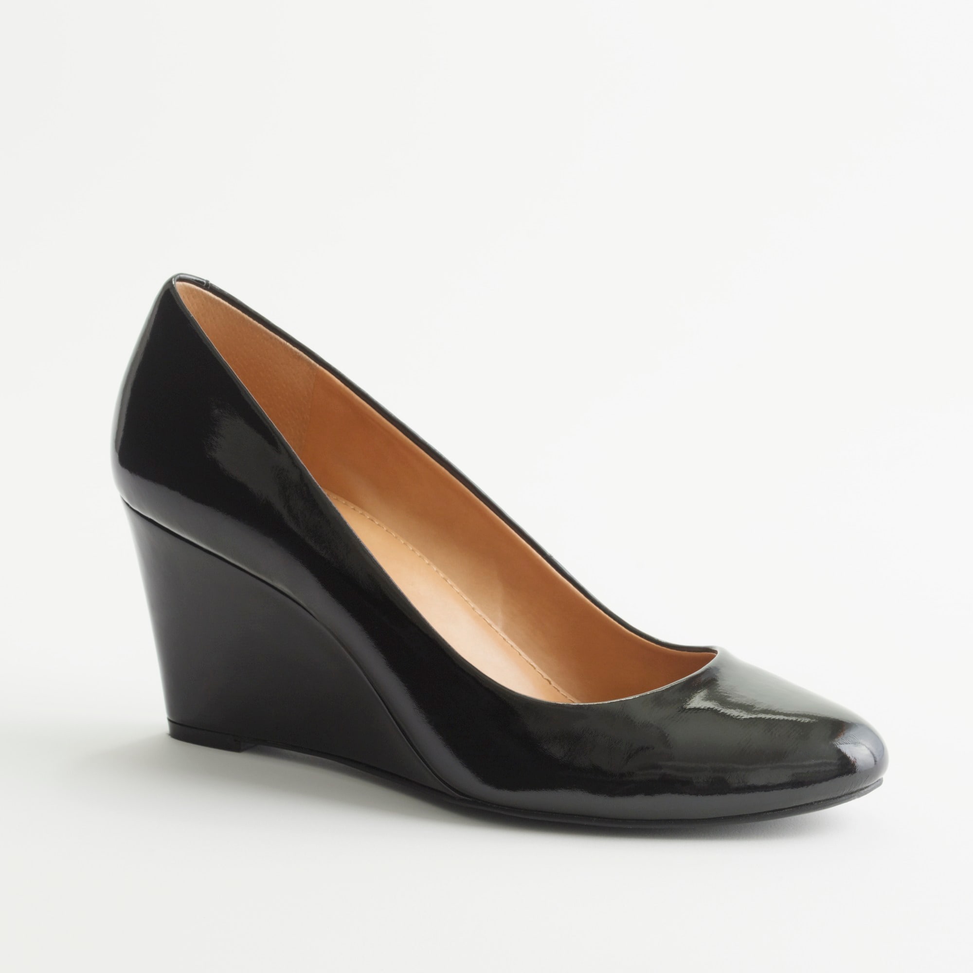 ladies black patent wedge shoes