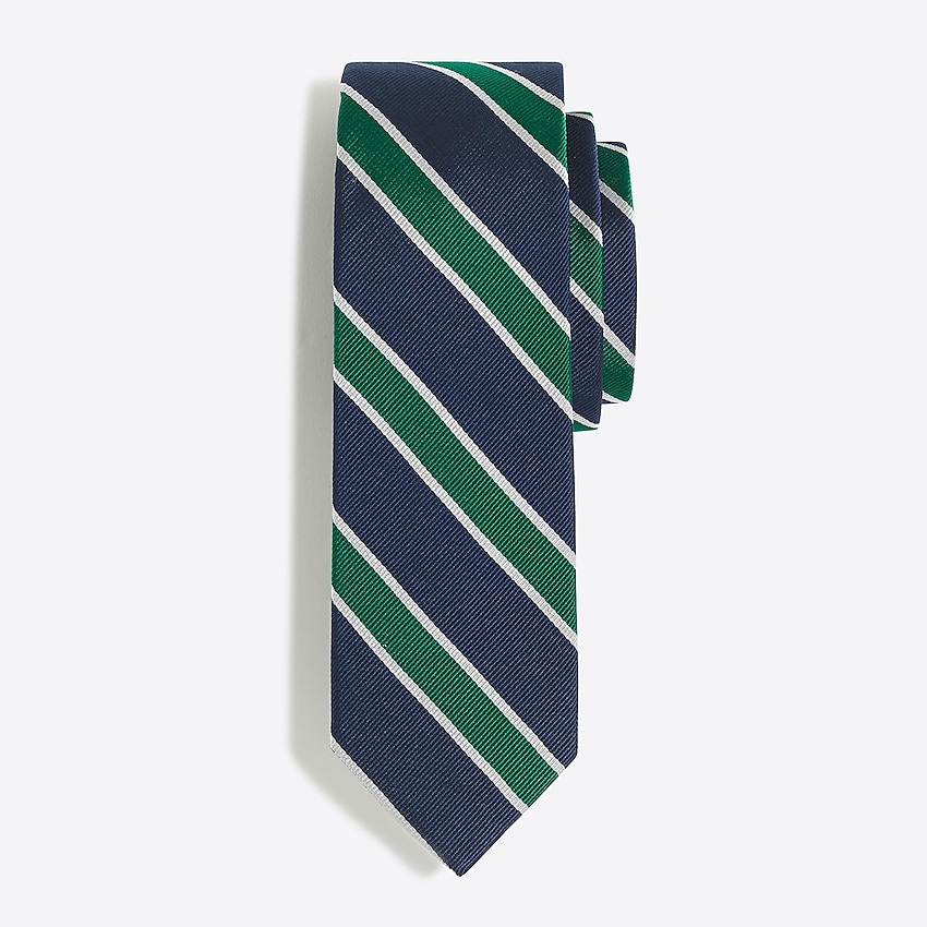 factory: silk rugby-striped tie for men, right side, view zoomed