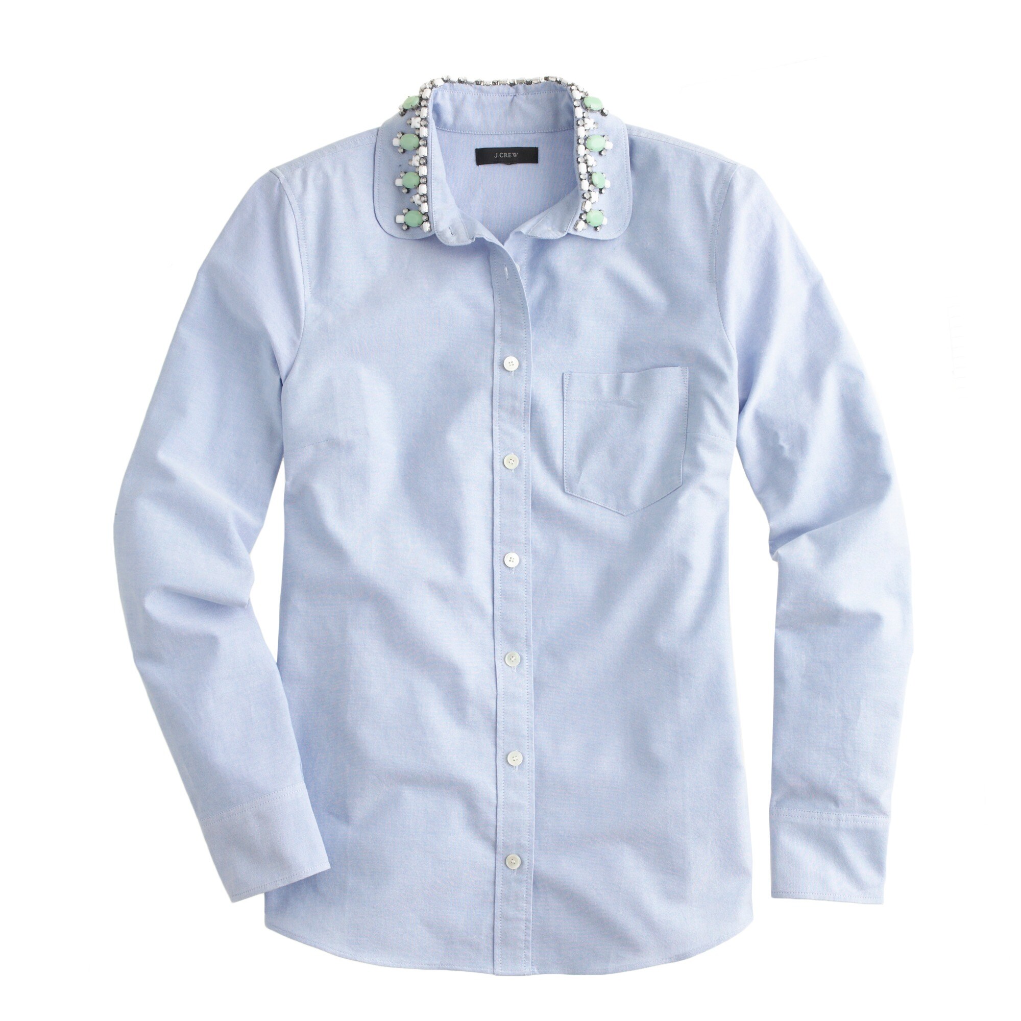 Jeweled Peter Pan oxford boy shirt in blue