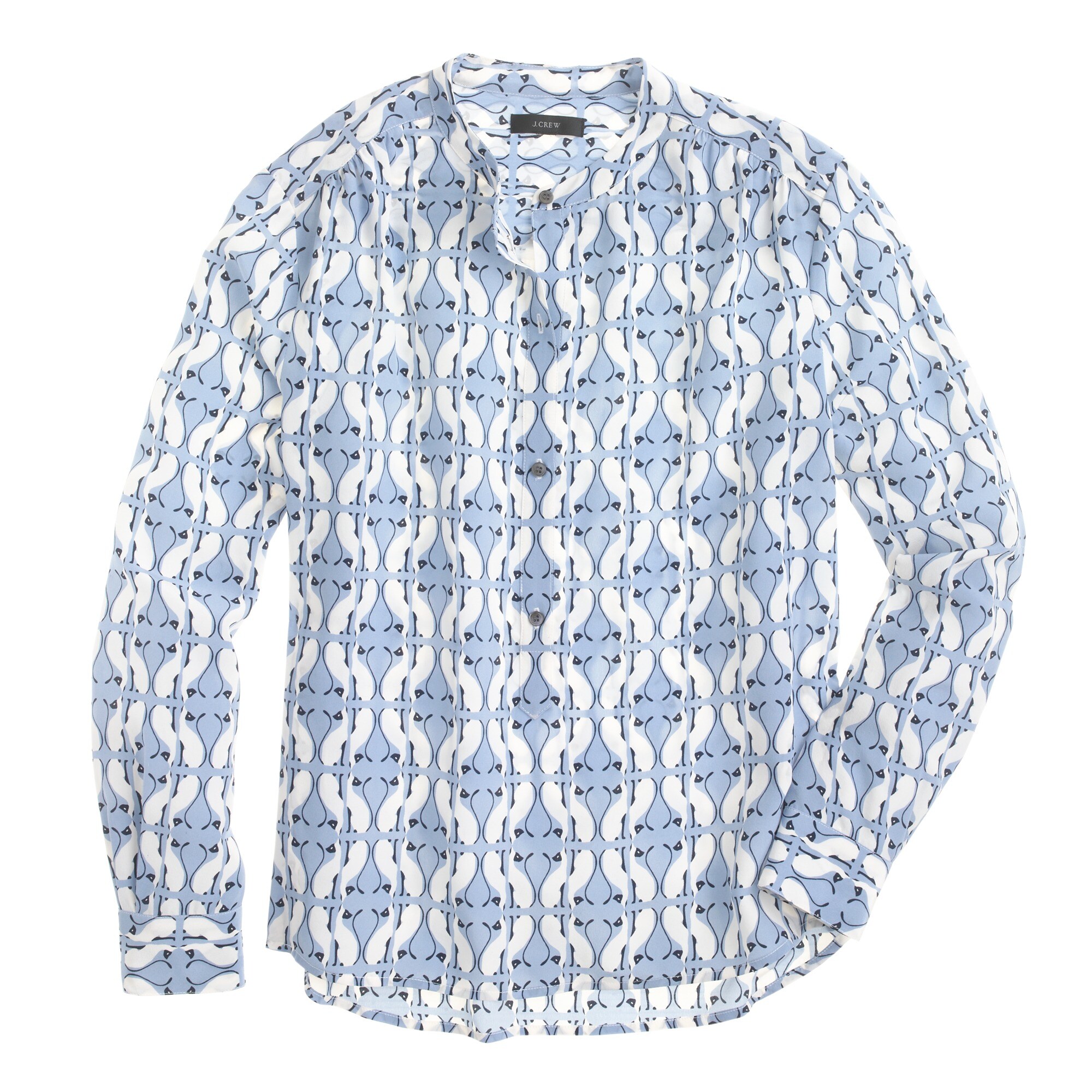 Silk cat-print blouse