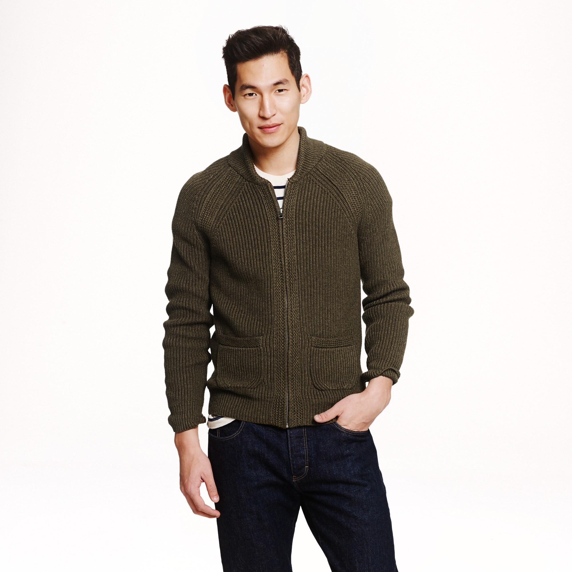 Rustic cotton full-zip sweater : sweaters | J.Crew