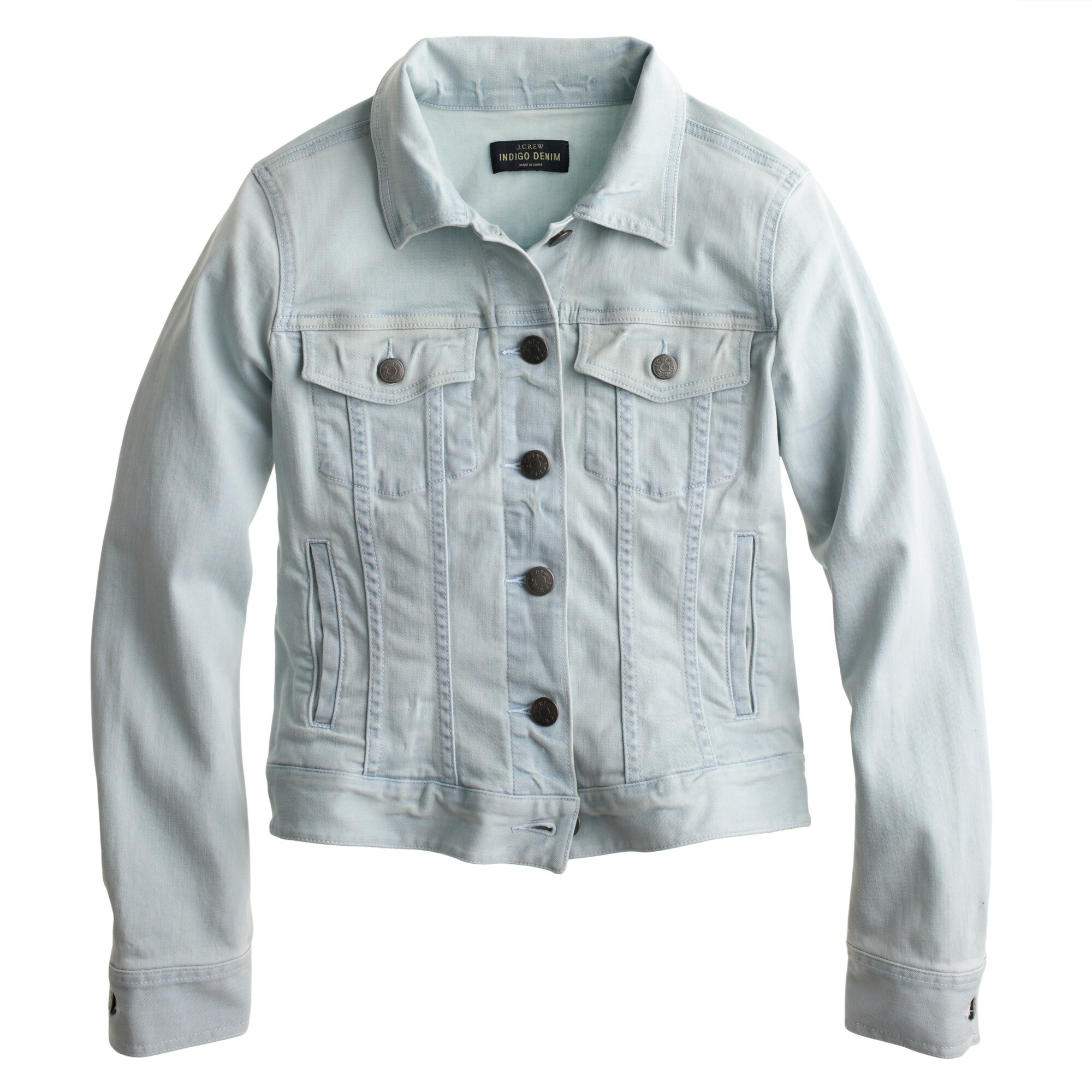 Stretch denim jacket in light blue