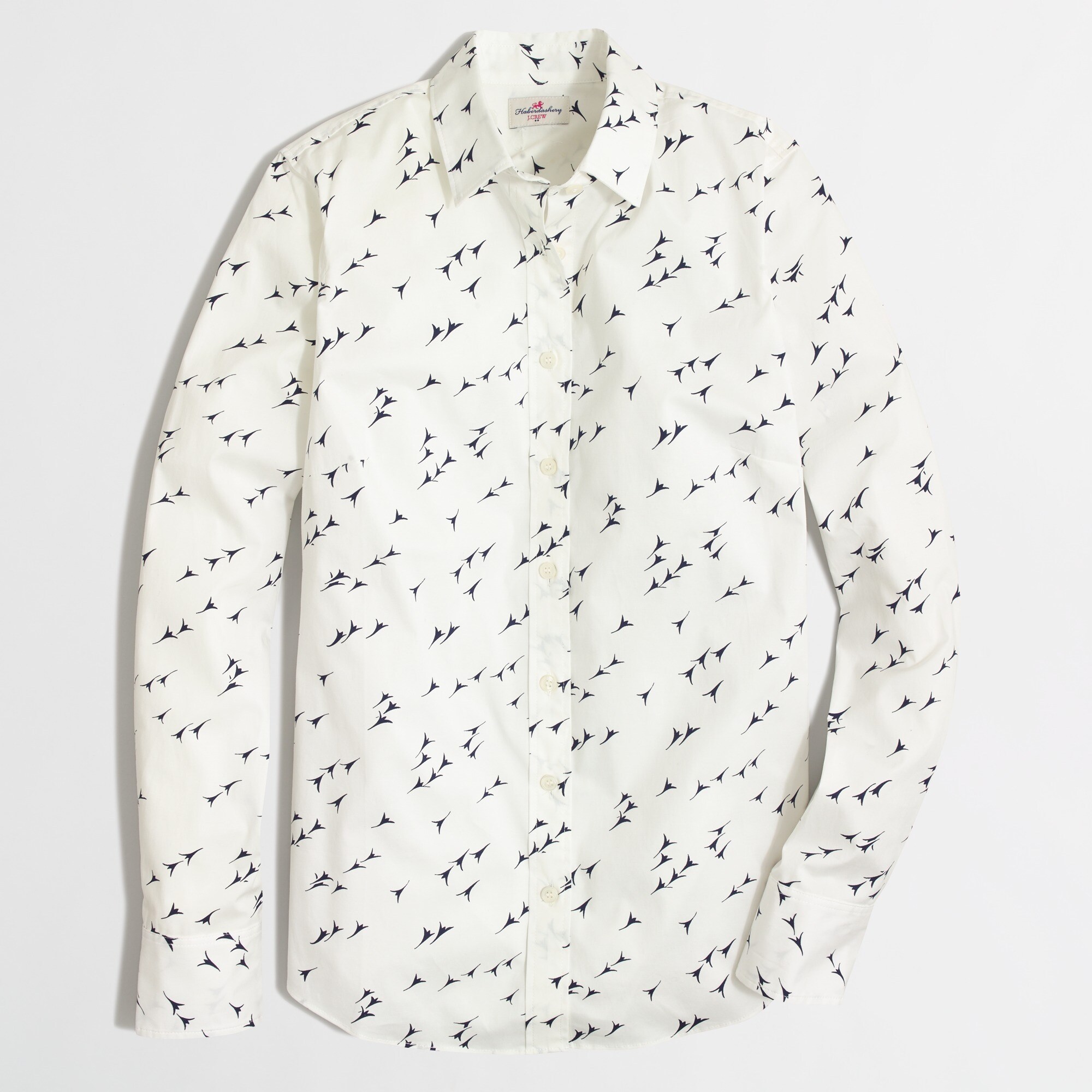 printed stretch classic button-down shirt for women