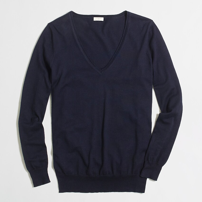 factory: cotton v-neck sweater for women, right side, view zoomed