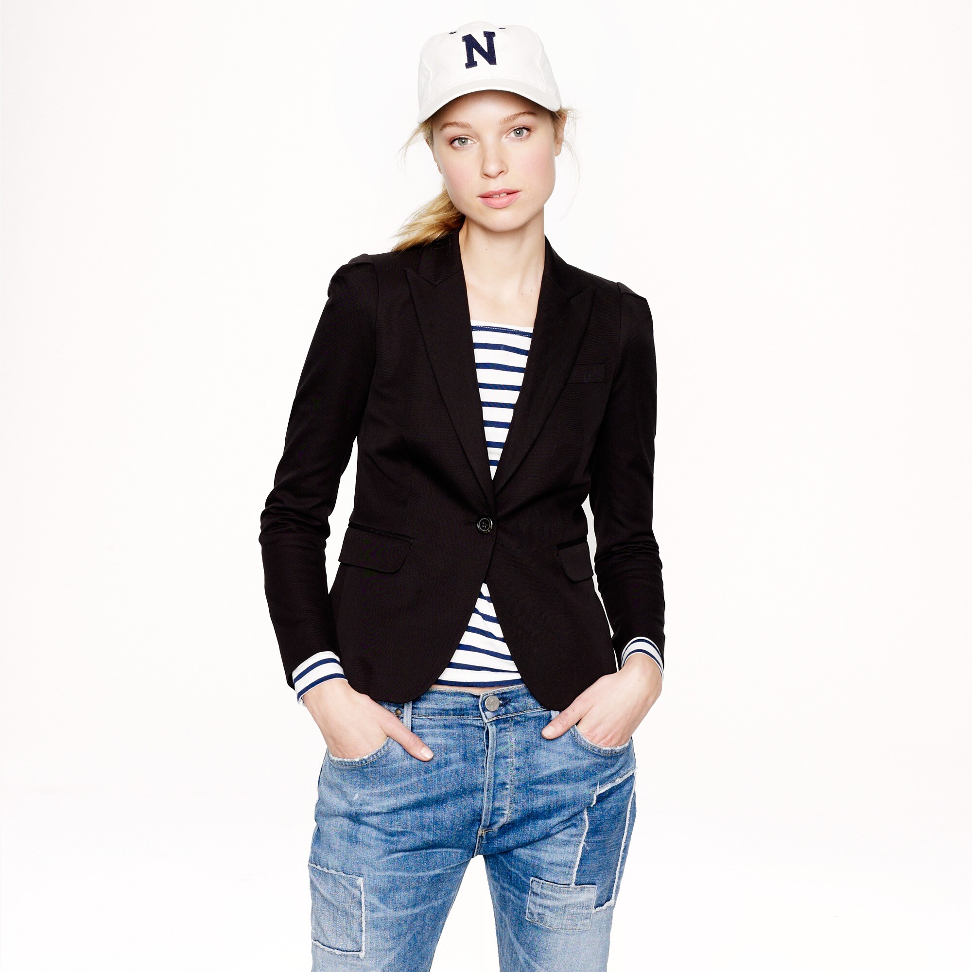 Puffsleeve blazer in stretchy cotton Women blazers J.Crew