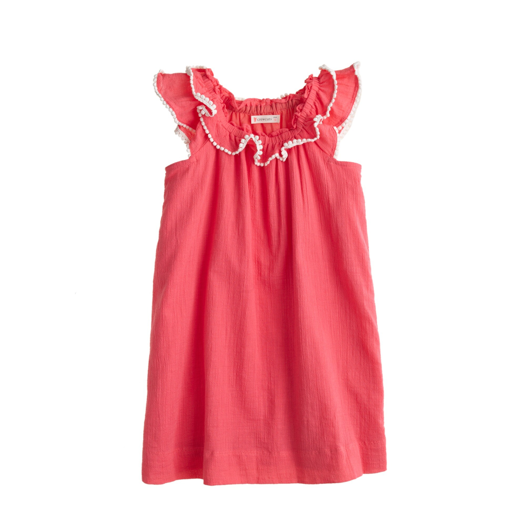 j.crew: girls' pom-pom peasant dress for girls, right side, view zoomed