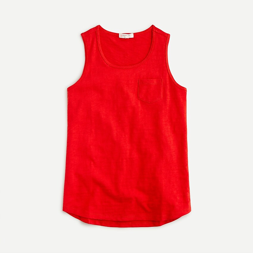 j.crew: girls' solid pocket tank top for girls, right side, view zoomed