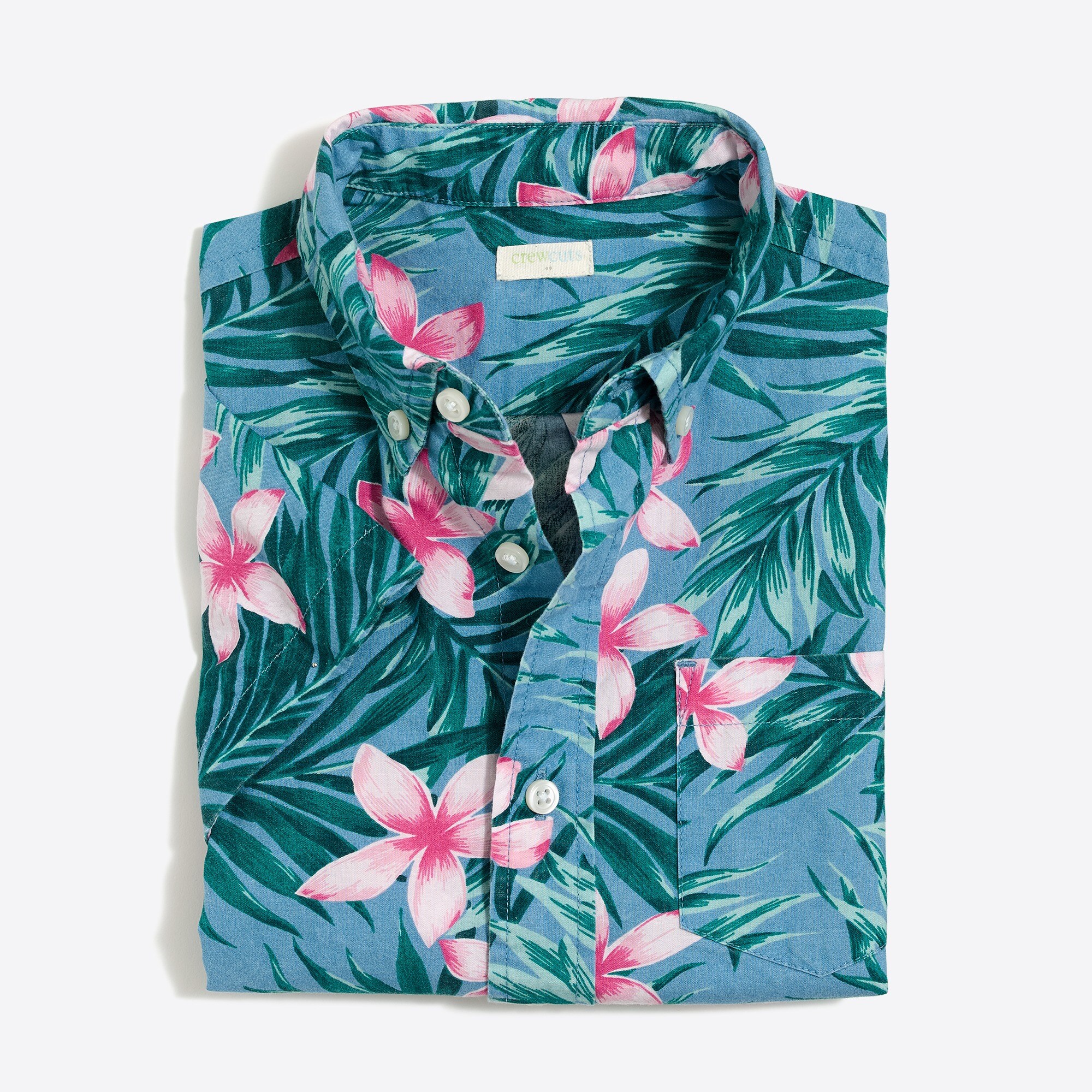 Boys' printed short-sleeve washed shirt