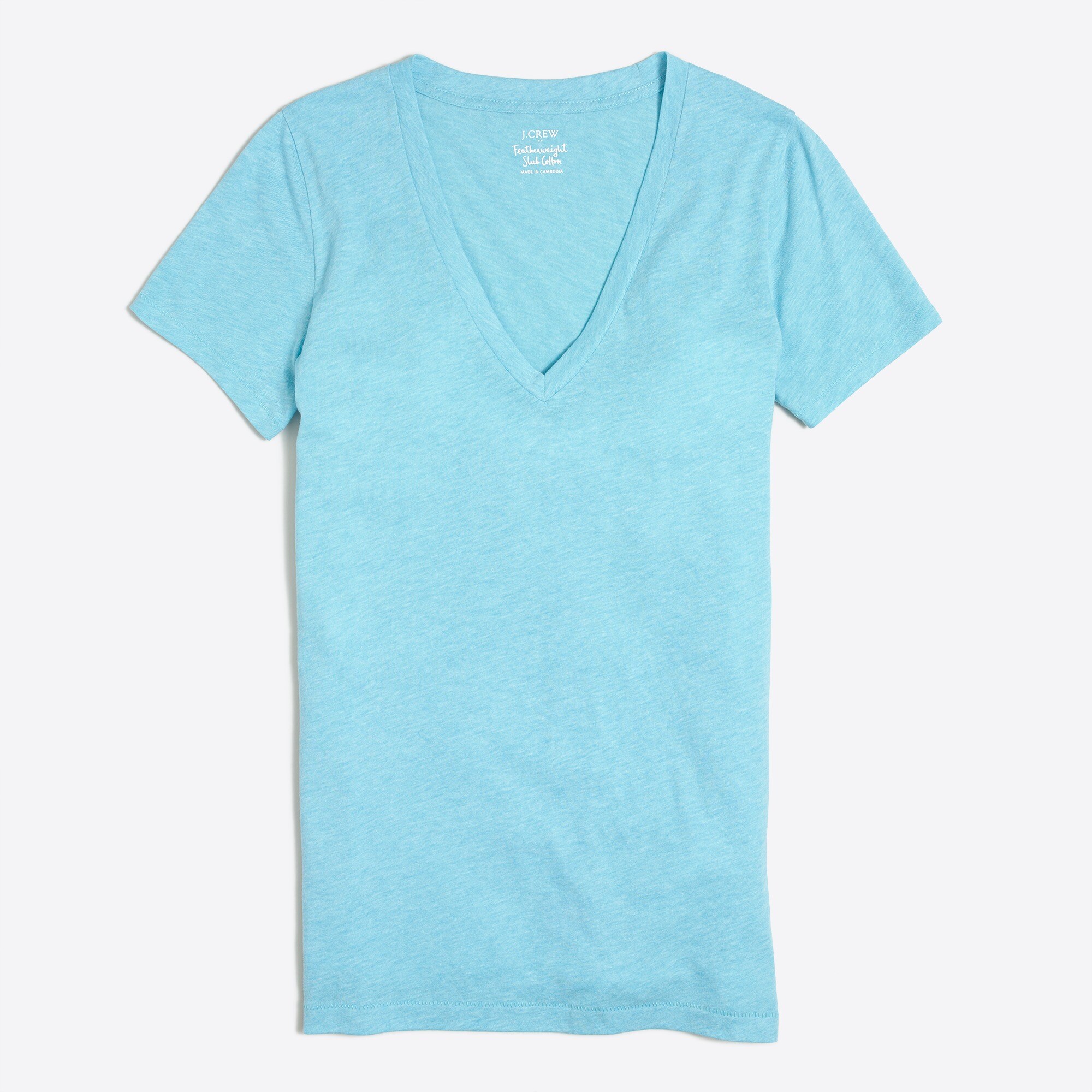 heathered featherweight slub cotton v-neck tee for women
