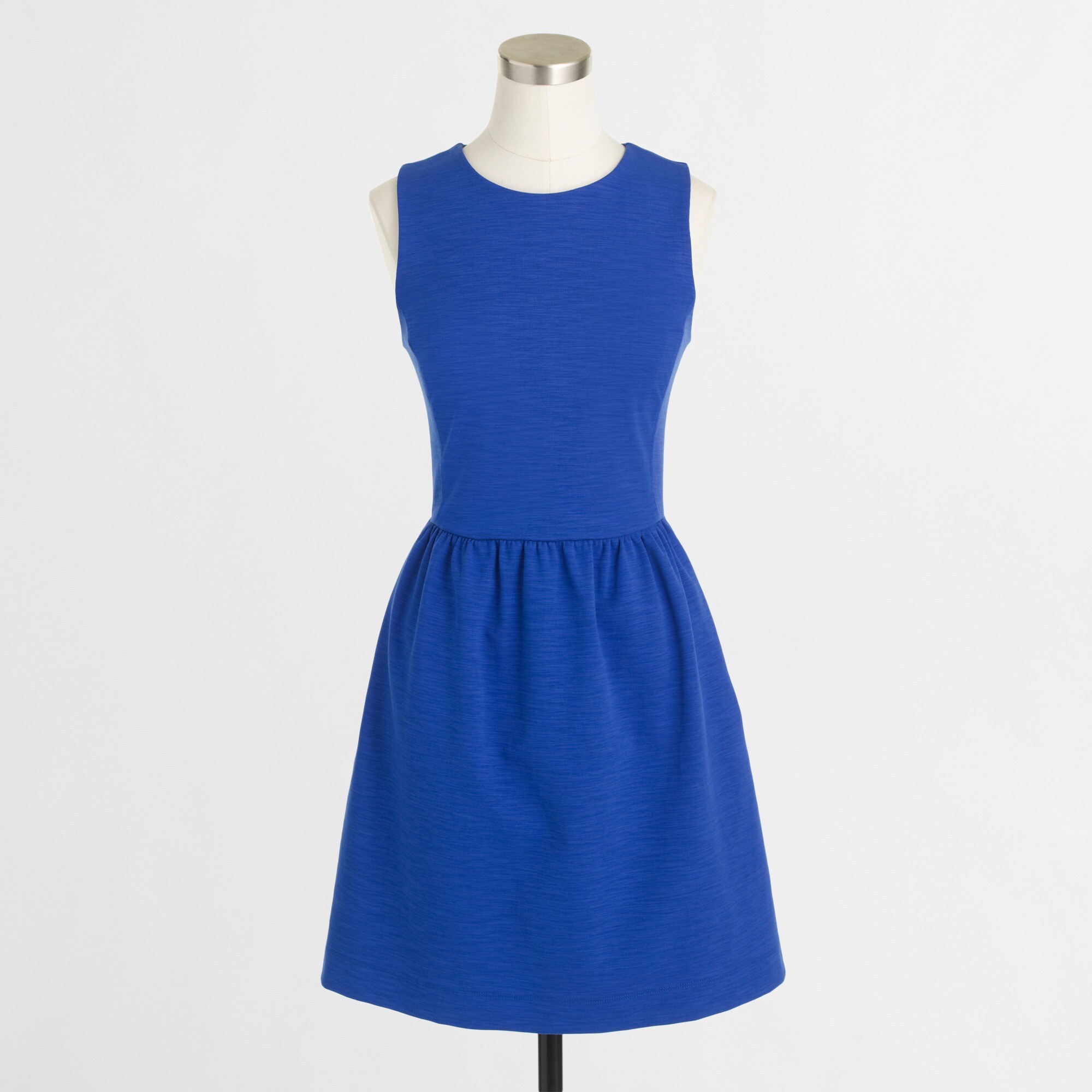 factory: factory pleated ponte dress for women, right side, view zoomed