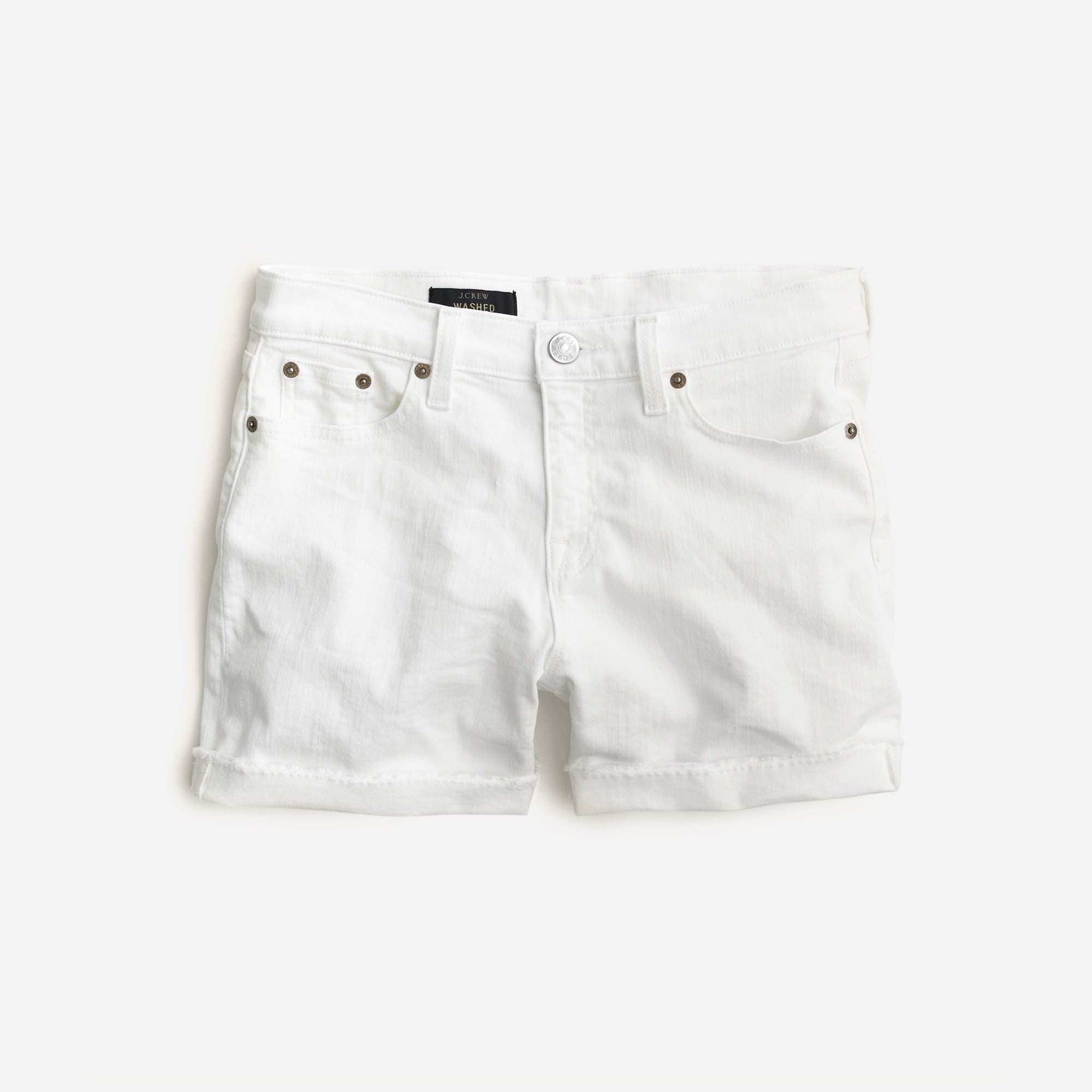 white denim jean shorts
