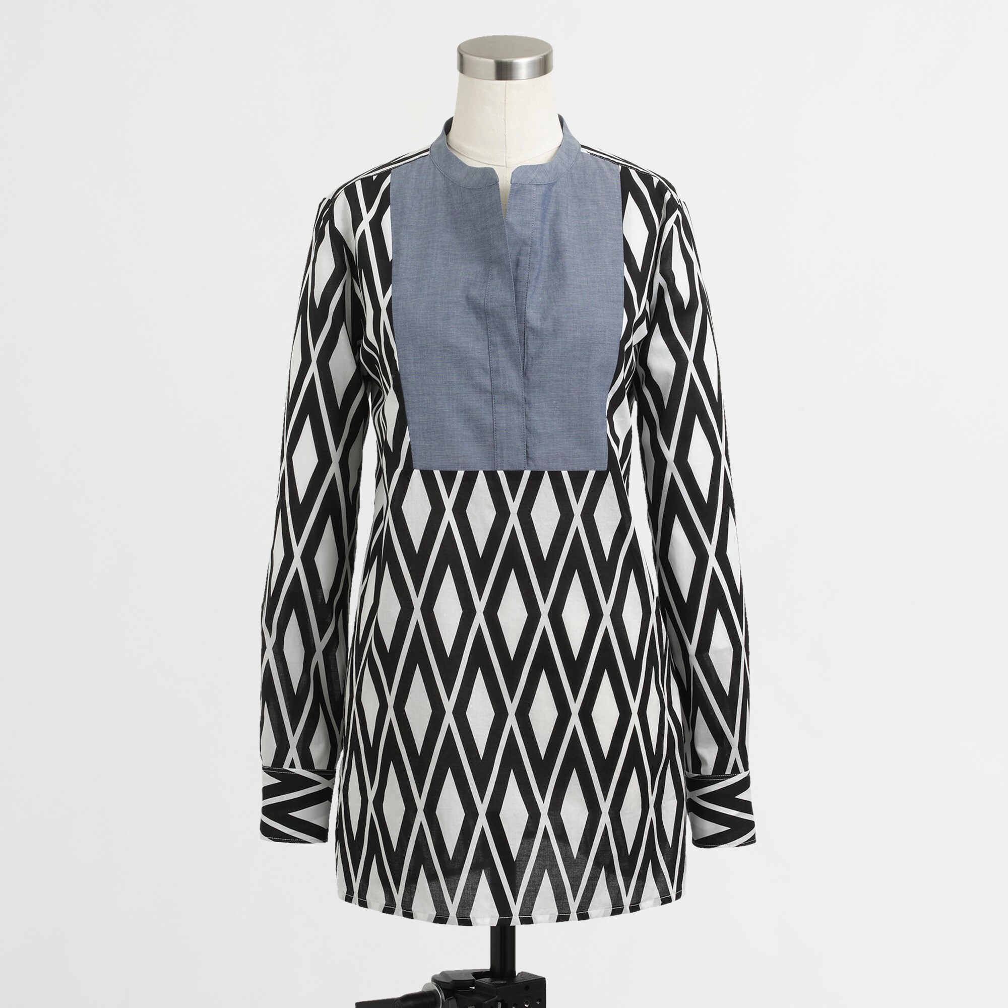 Factory printed tunic with solid bib