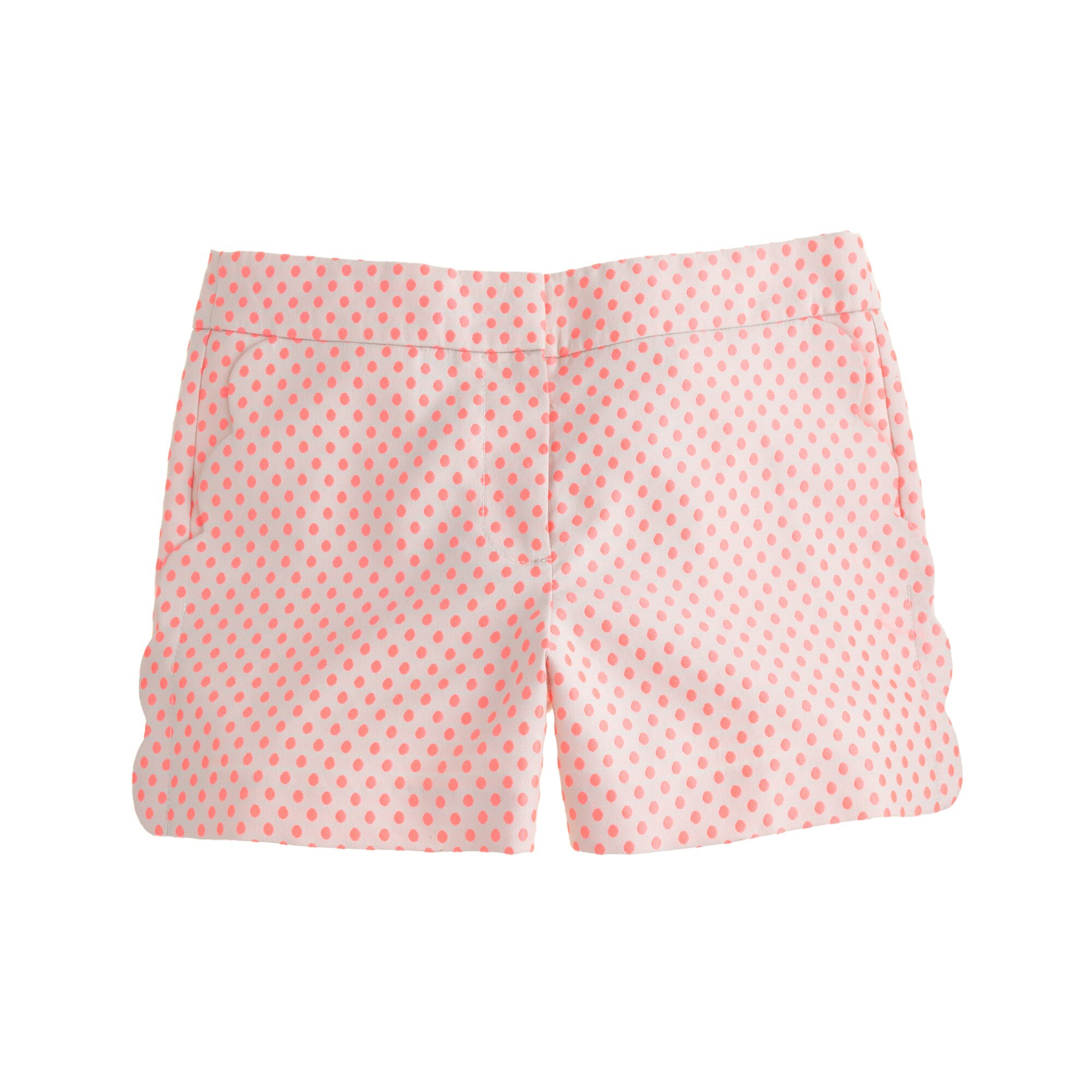 Scallop-pocket short in polka dot