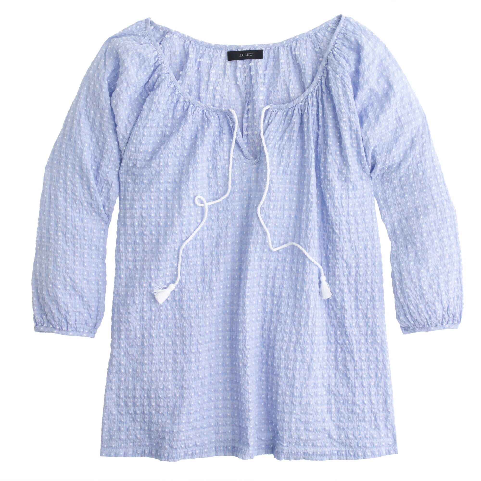 Suckered dot peasant top