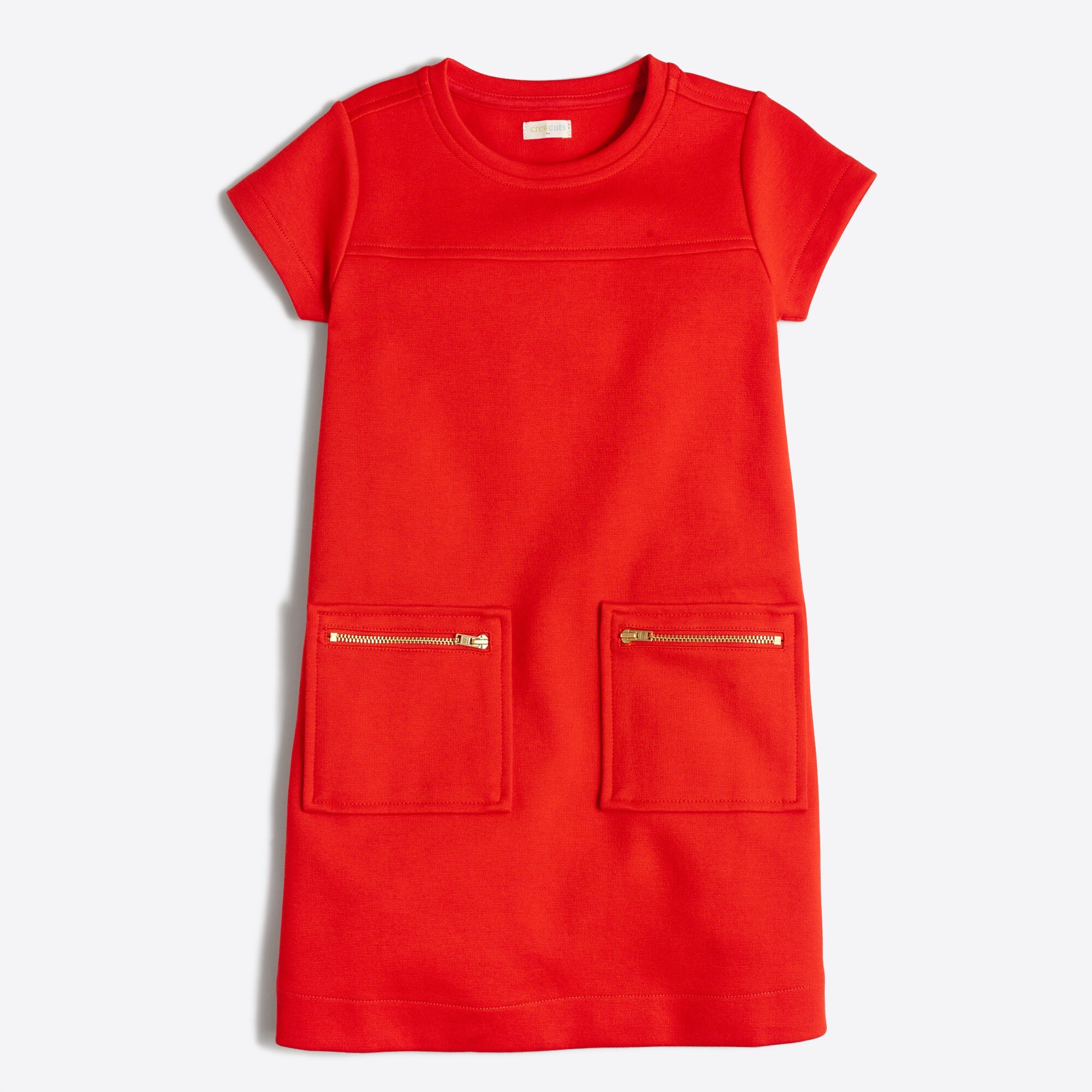 Girls' short-sleeve zip-pocket dress