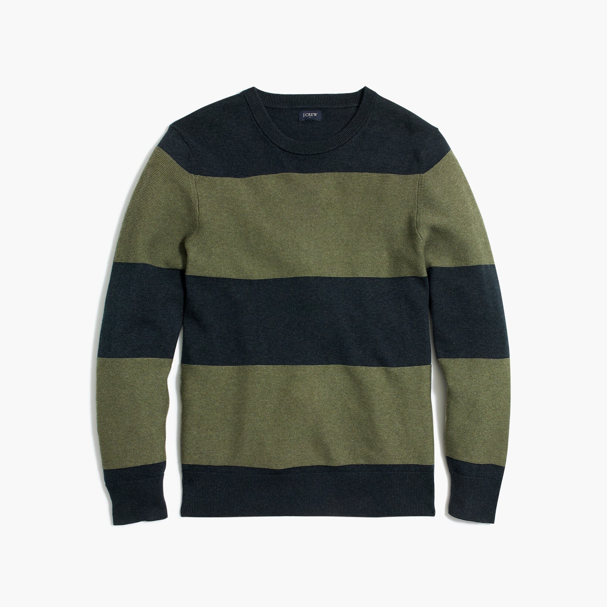 Cotton crewneck sweater in rugby stripe