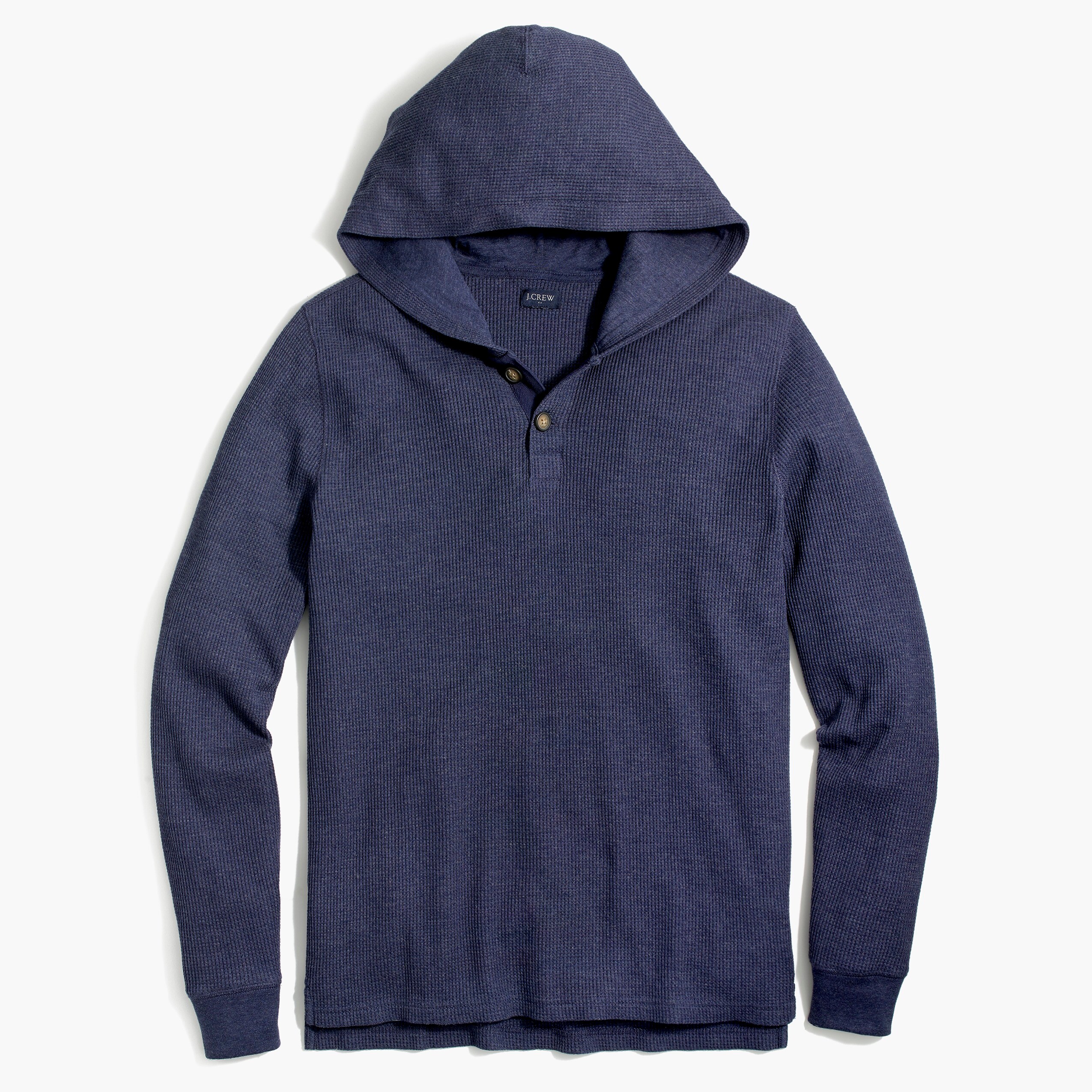 Thermal heathered henley hoodie