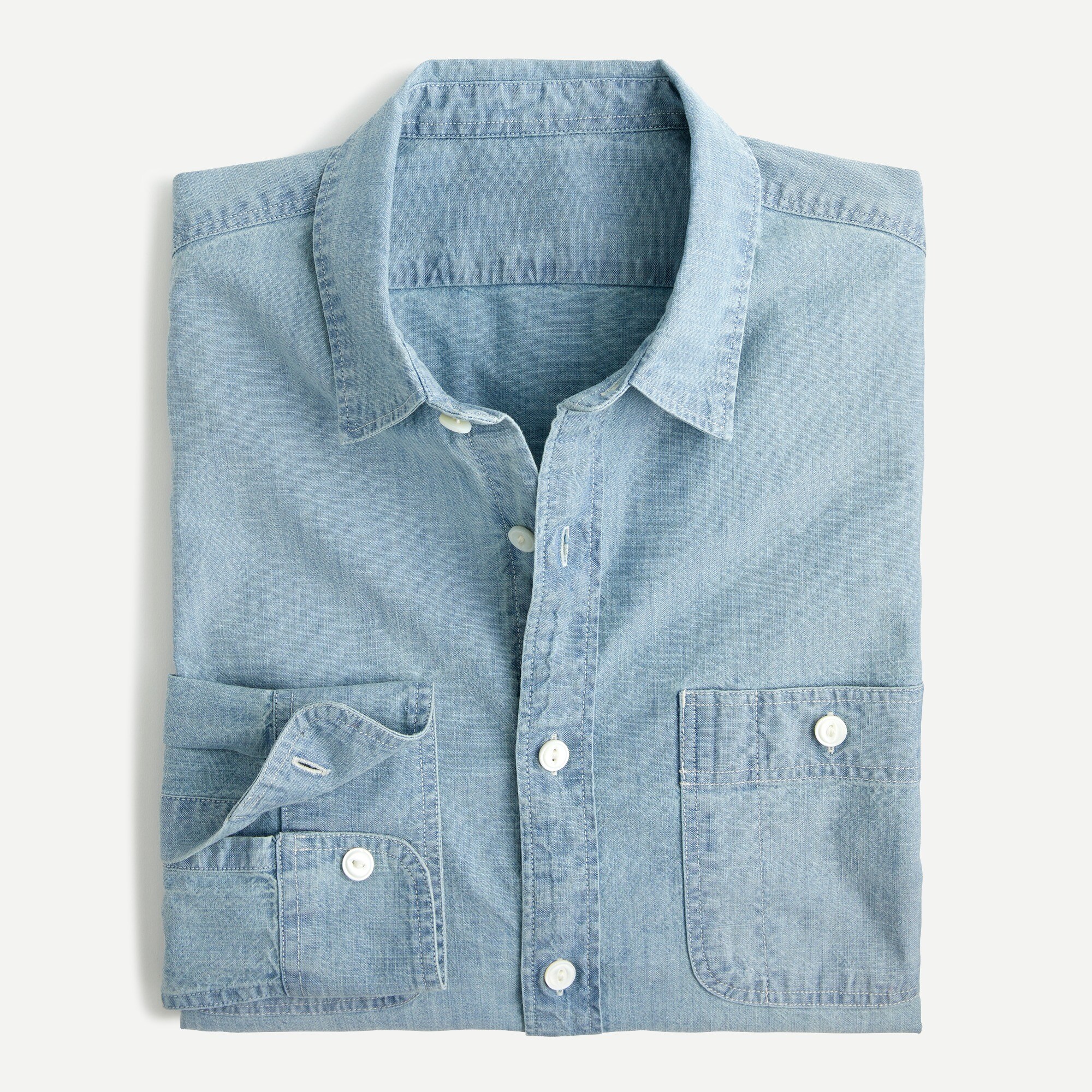 Stretch chambray workshirt in organic cotton