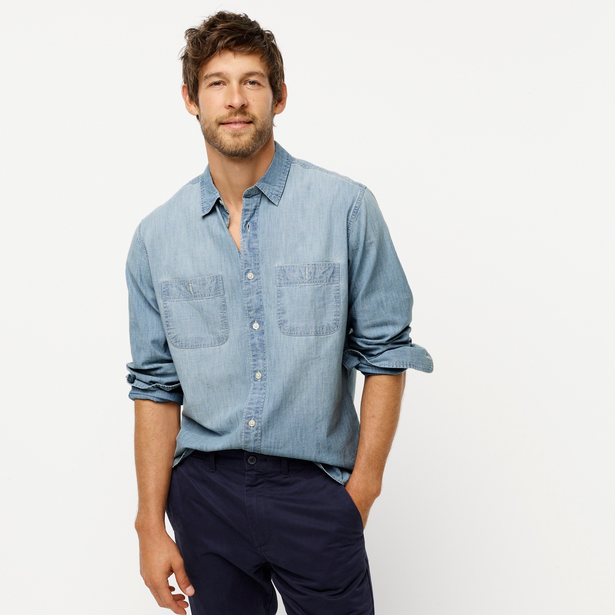 J.Crew: Slim Stretch Chambray Workshirt 