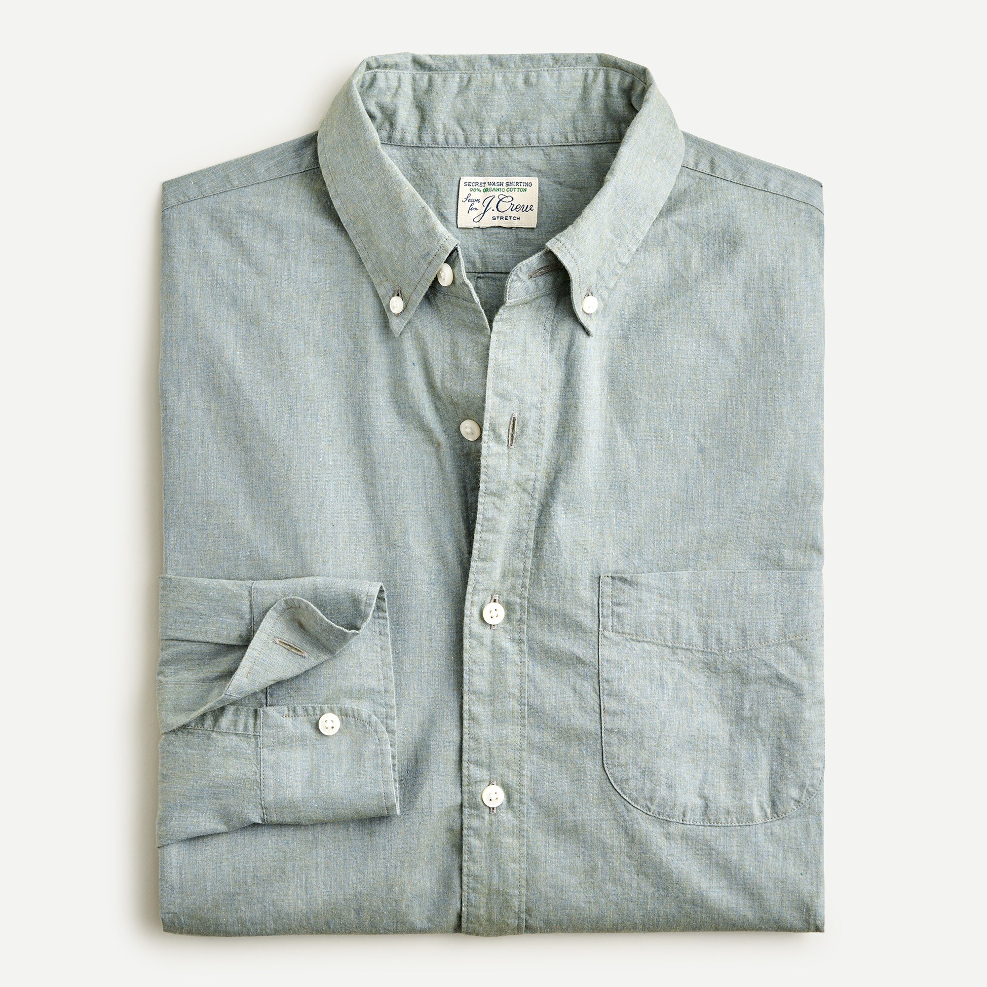 Stretch Secret Wash shirt in heathered organic cotton