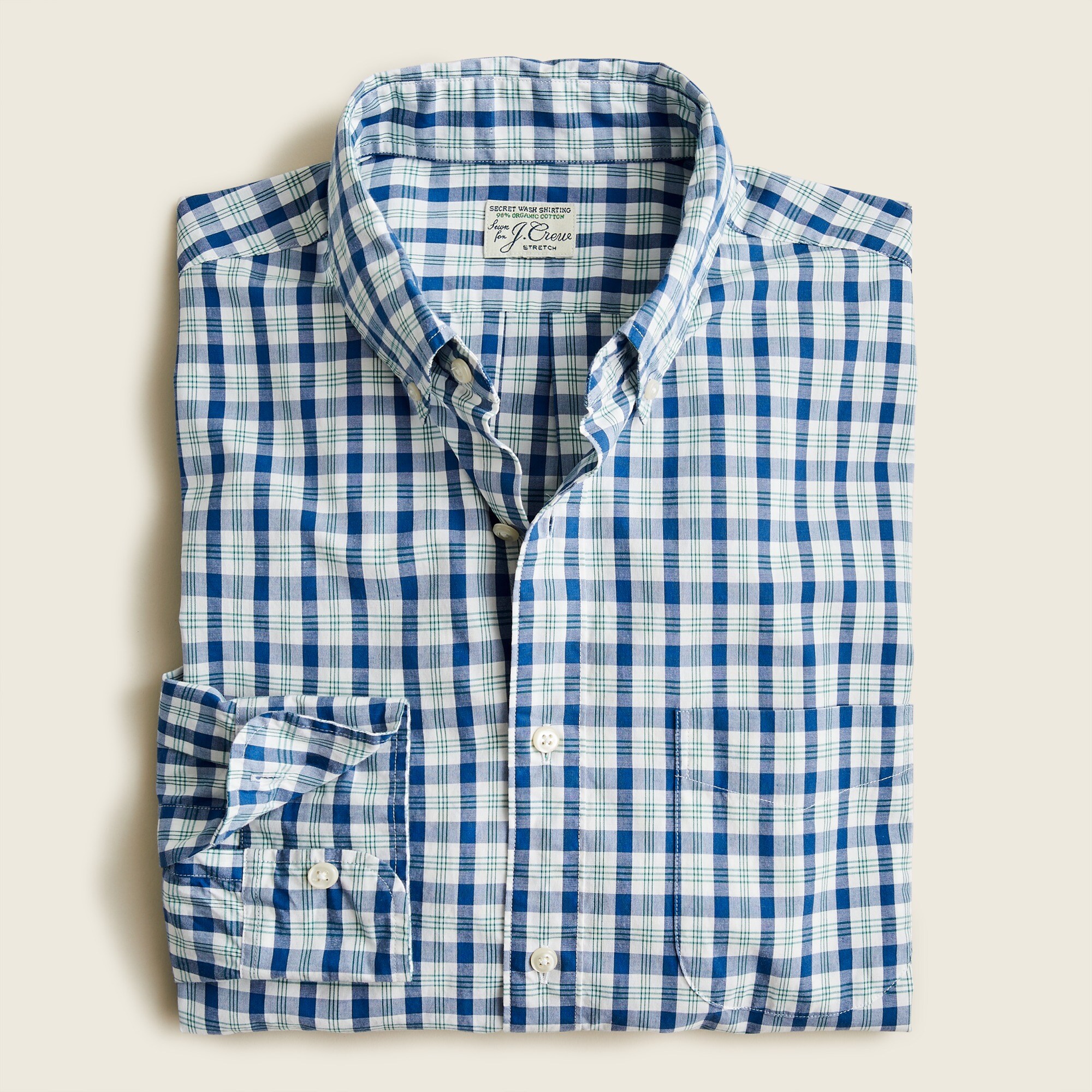 J.Crew: Stretch Secret Wash Shirt In Organic Cotton Classic Gingham For Men