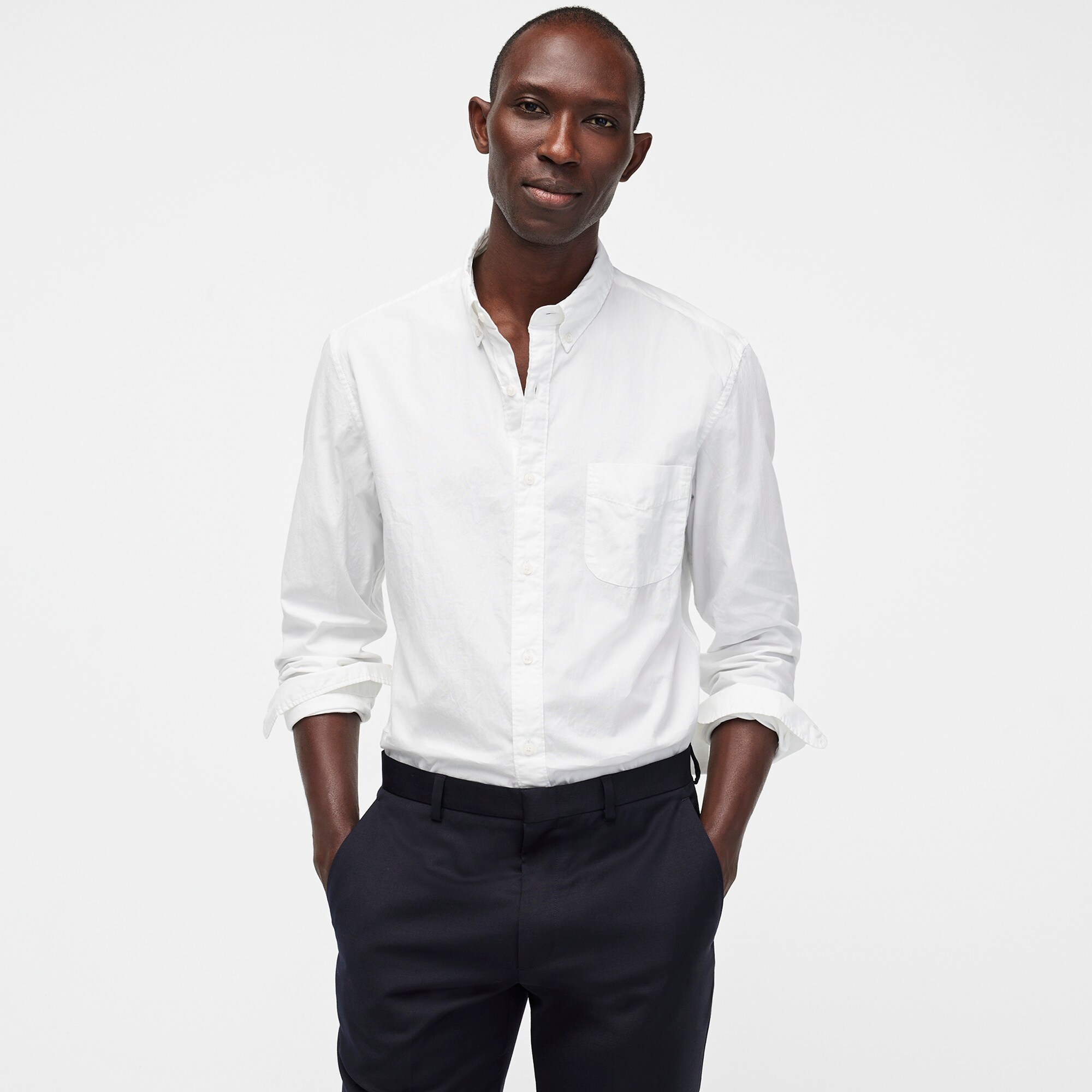 J.Crew: Stretch Secret Wash Shirt In White Organic Cotton For Men