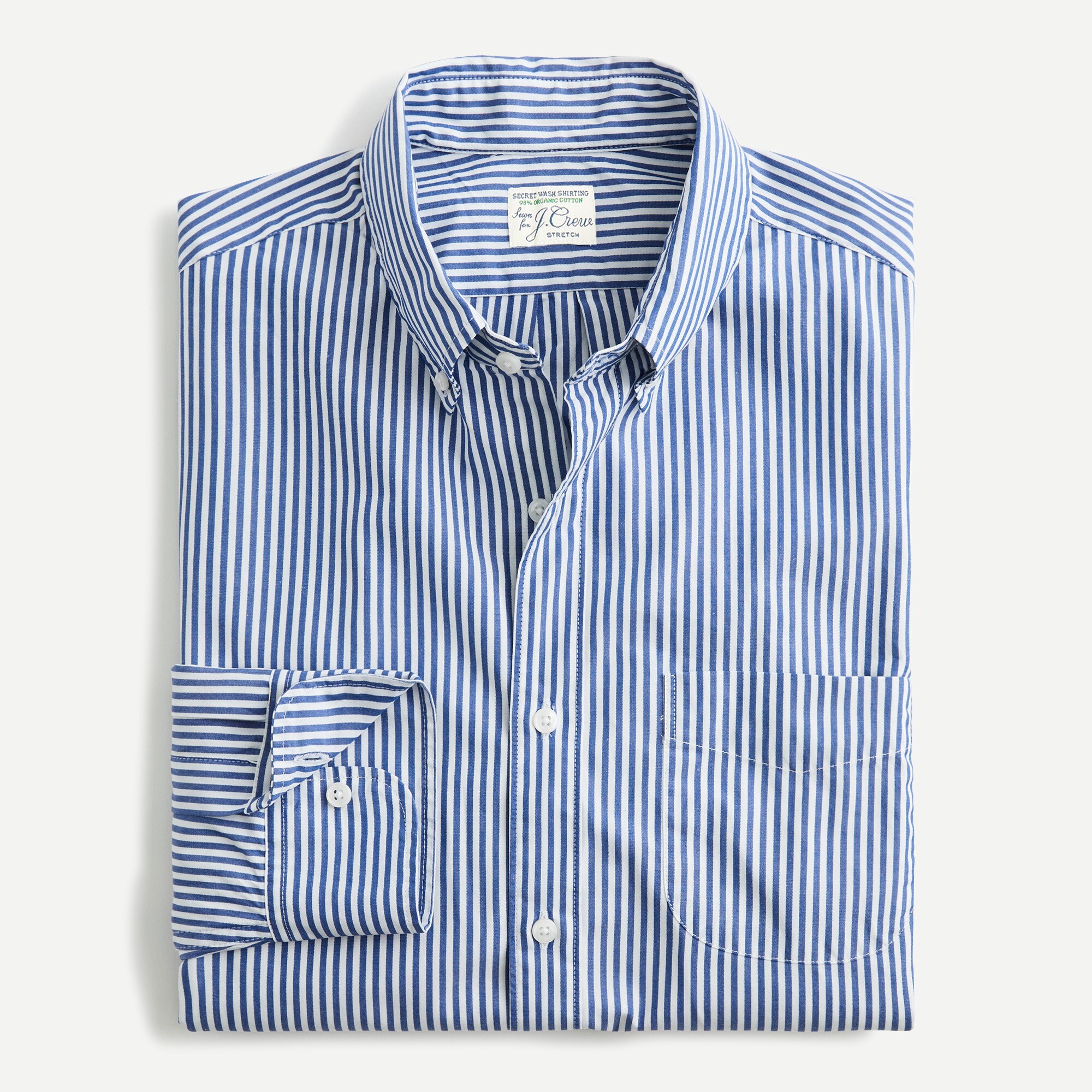 Stretch Secret Wash shirt in striped organic cotton