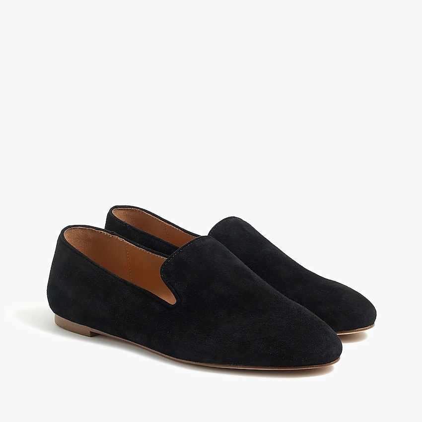 factory: suede smoking loafers for women, right side, view zoomed