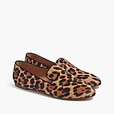 Leopard calf hair smoking loafers