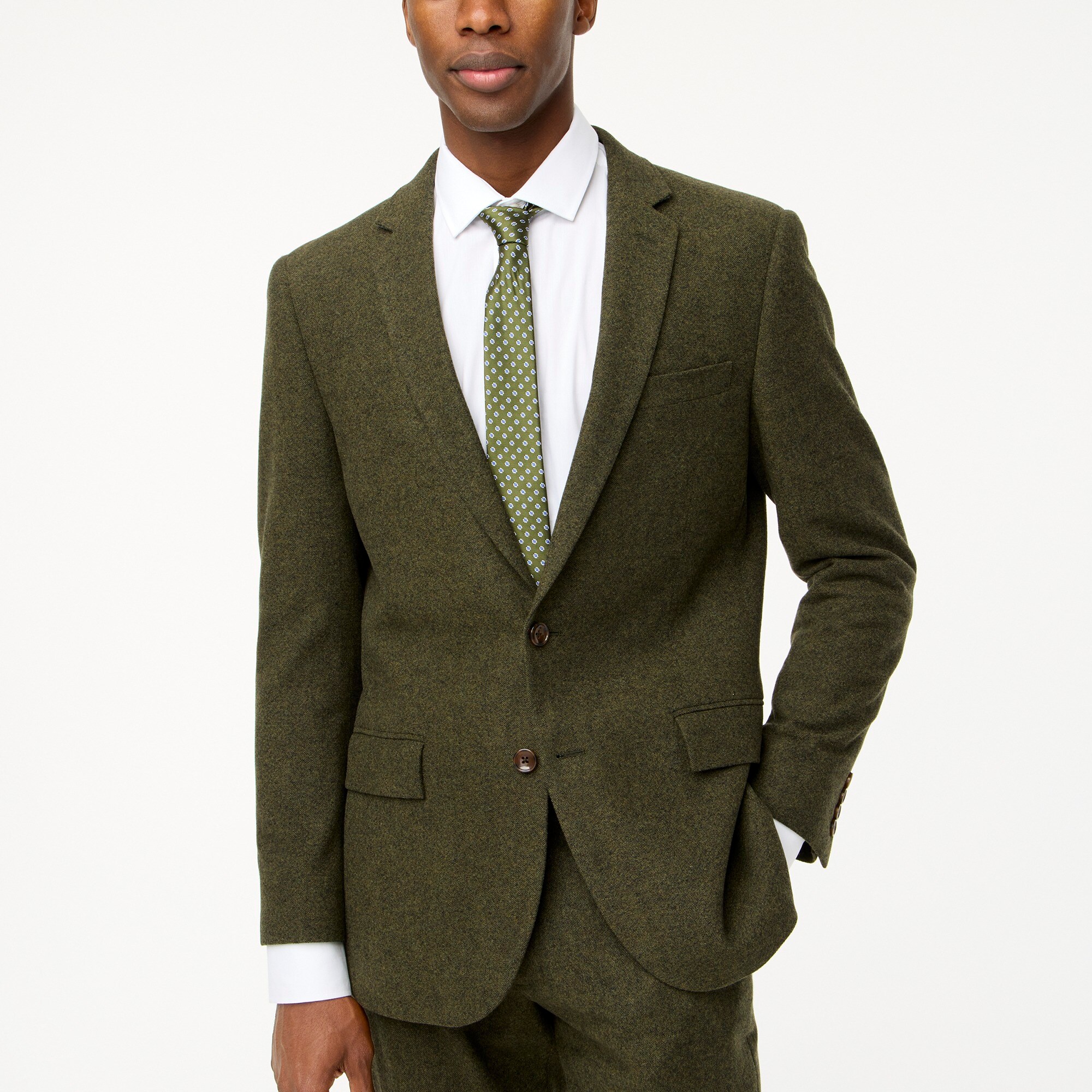 factory: slim-fit thompson suit jacket in donegal wool blend for men