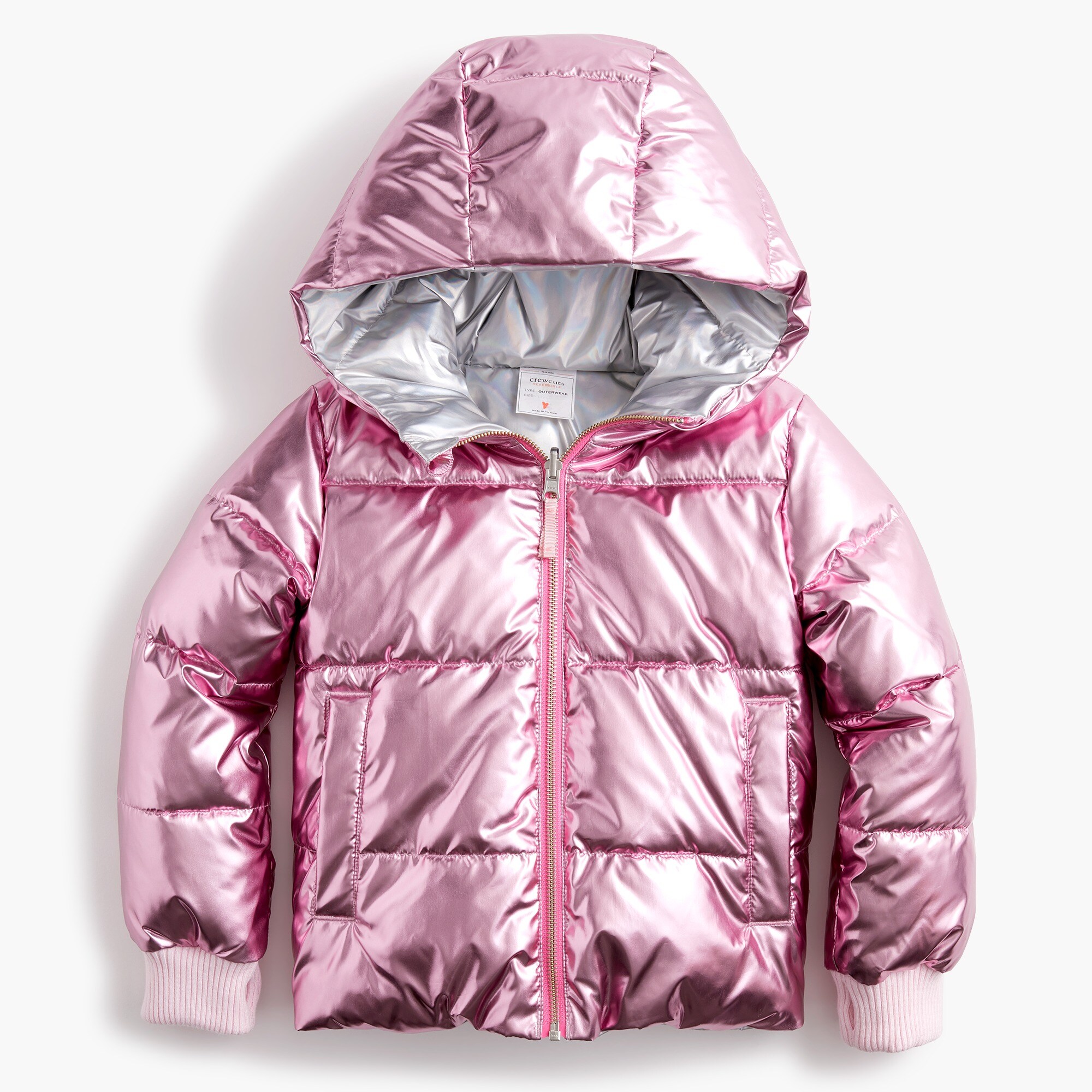 Girls' reversible metallic puffer jacket with eco-friendly PrimaLoft®