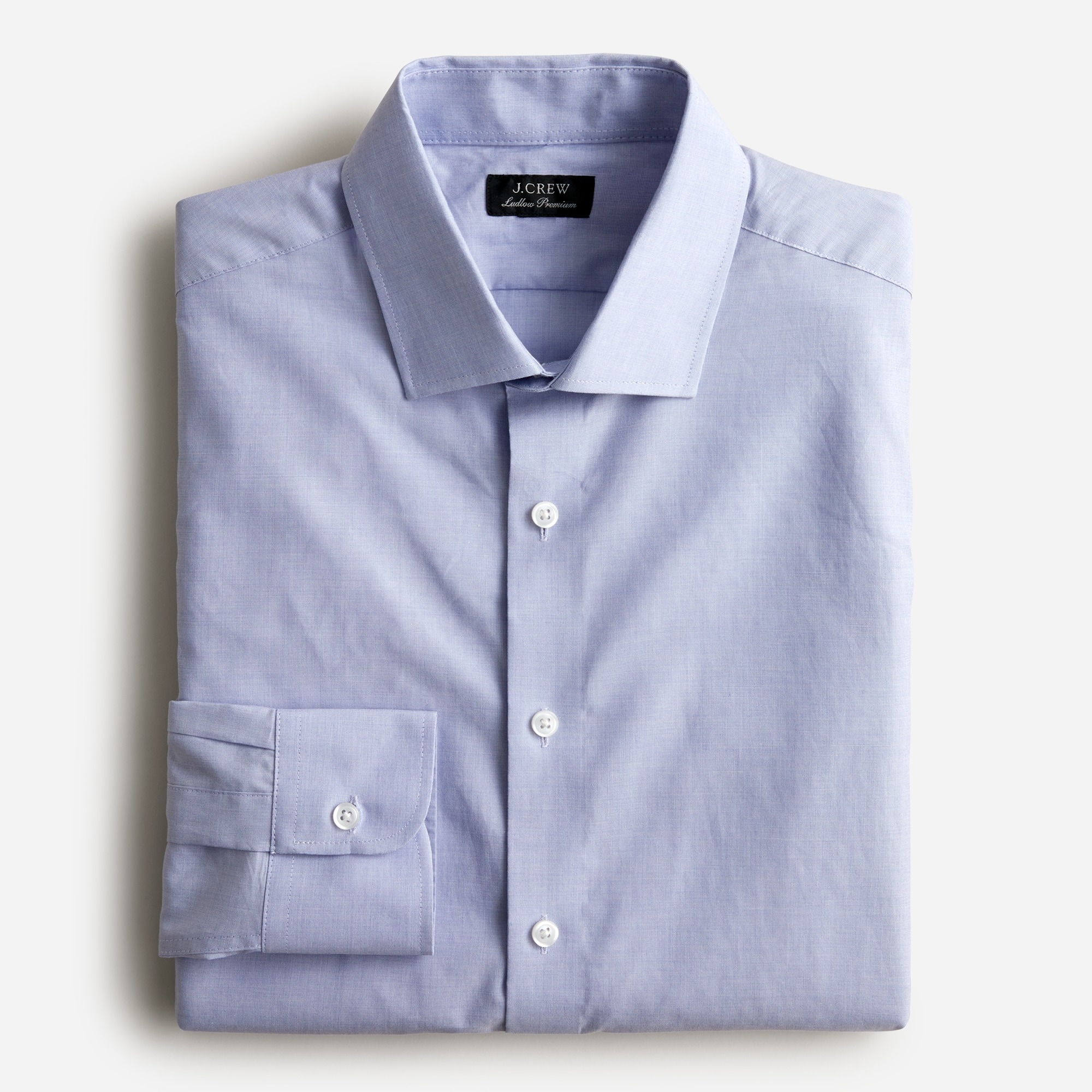  Slim-fit Ludlow Premium fine cotton dress shirt in end-on-end cotton