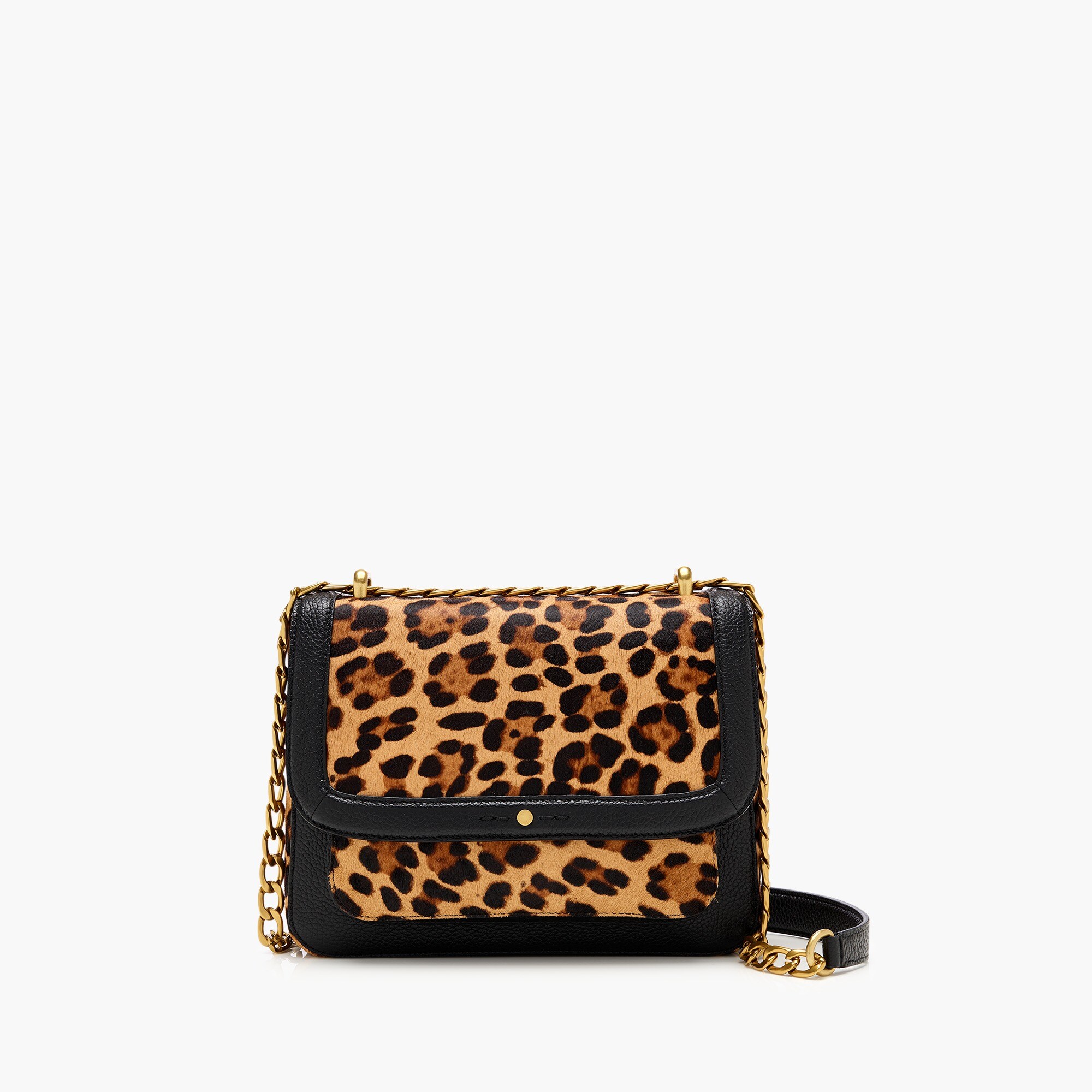 Large Devon crossbody bag with chain link strap in calf hair