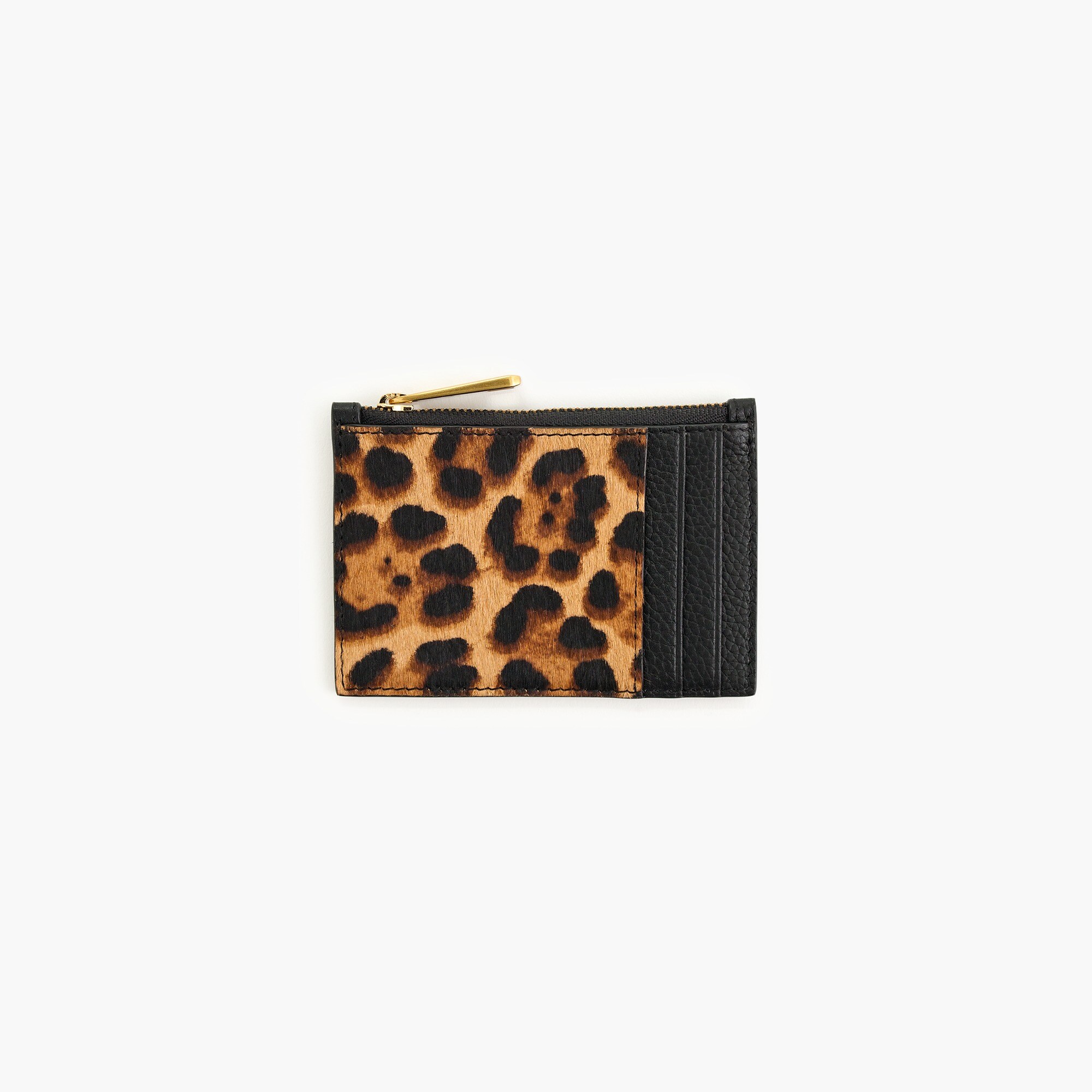 Coin and card case in calf hair