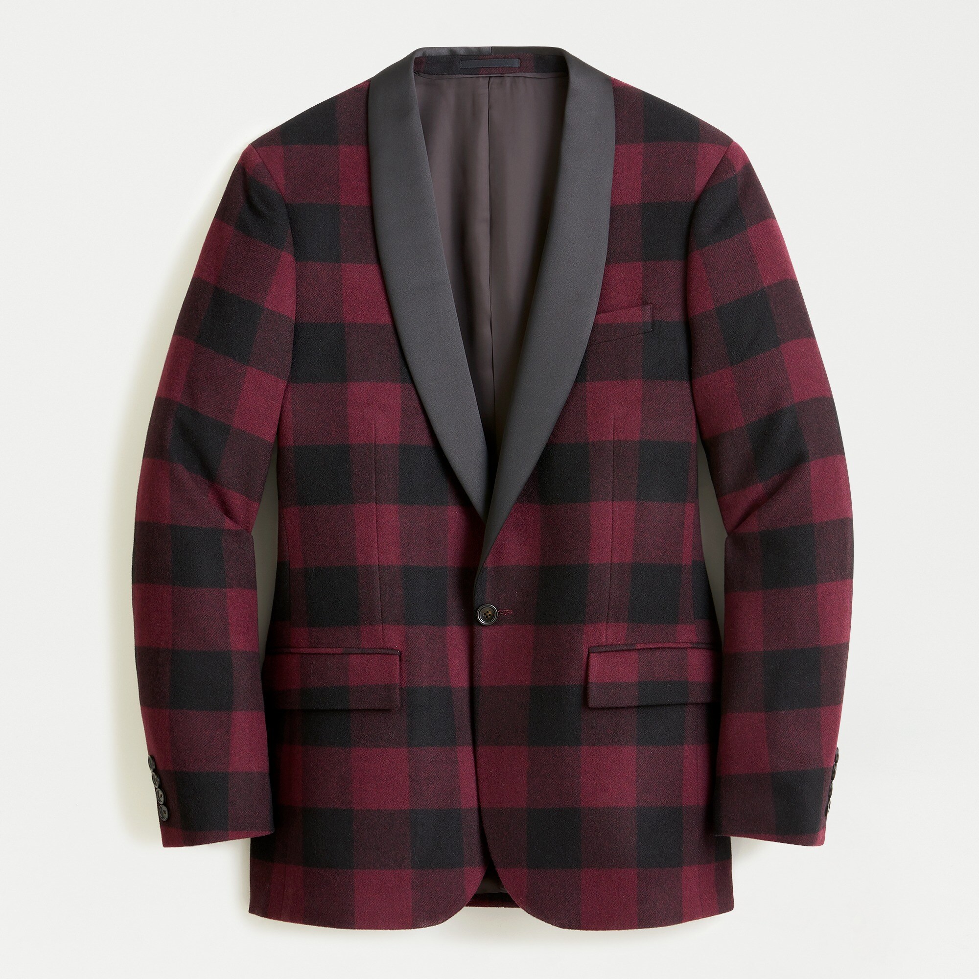 Ludlow Slim-fit shawl-collar dinner jacket in buffalo check Italian wool